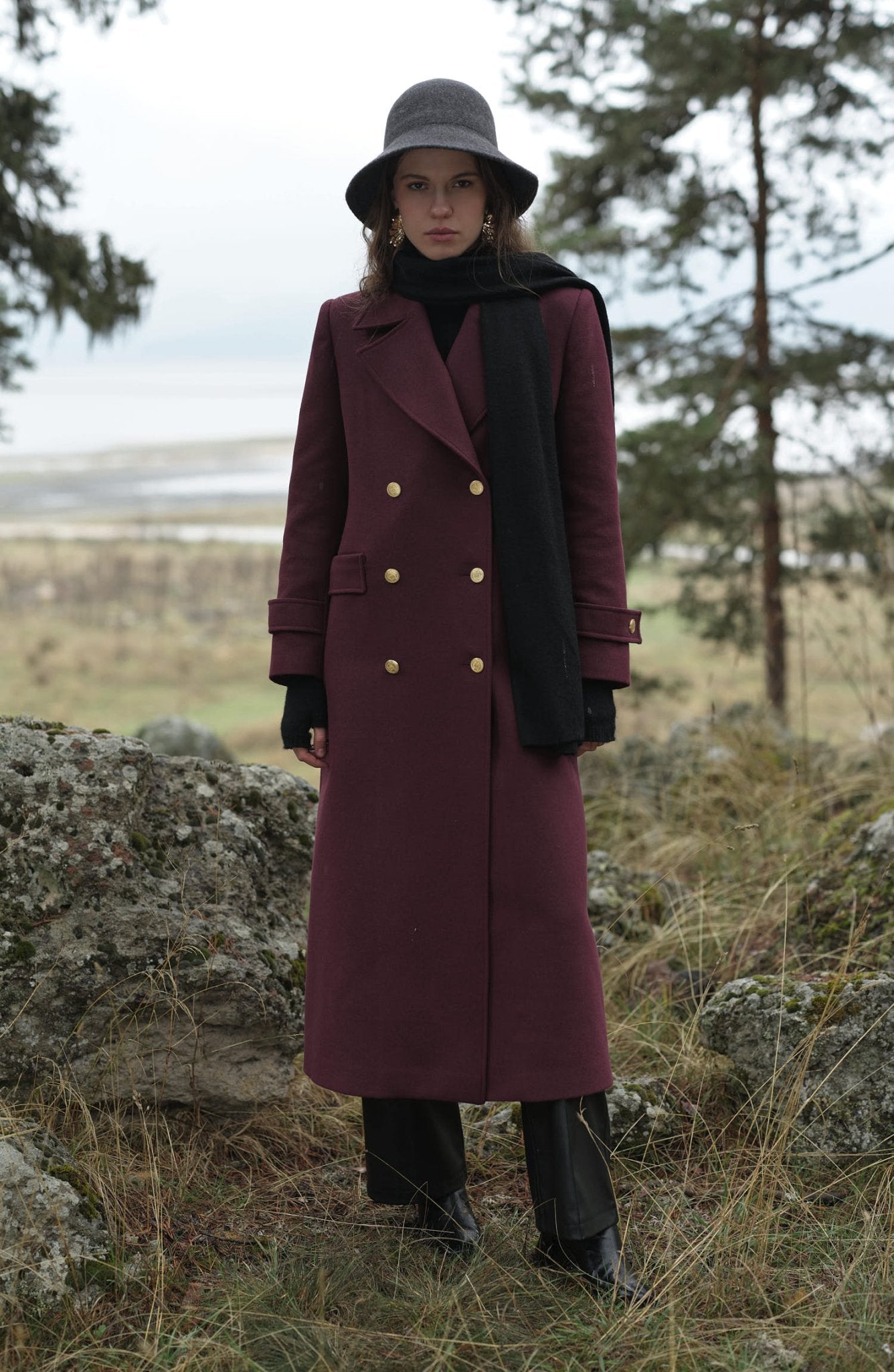 Blazer Maksi Vişne Kaşmir Kaban - Fatma Atasoy