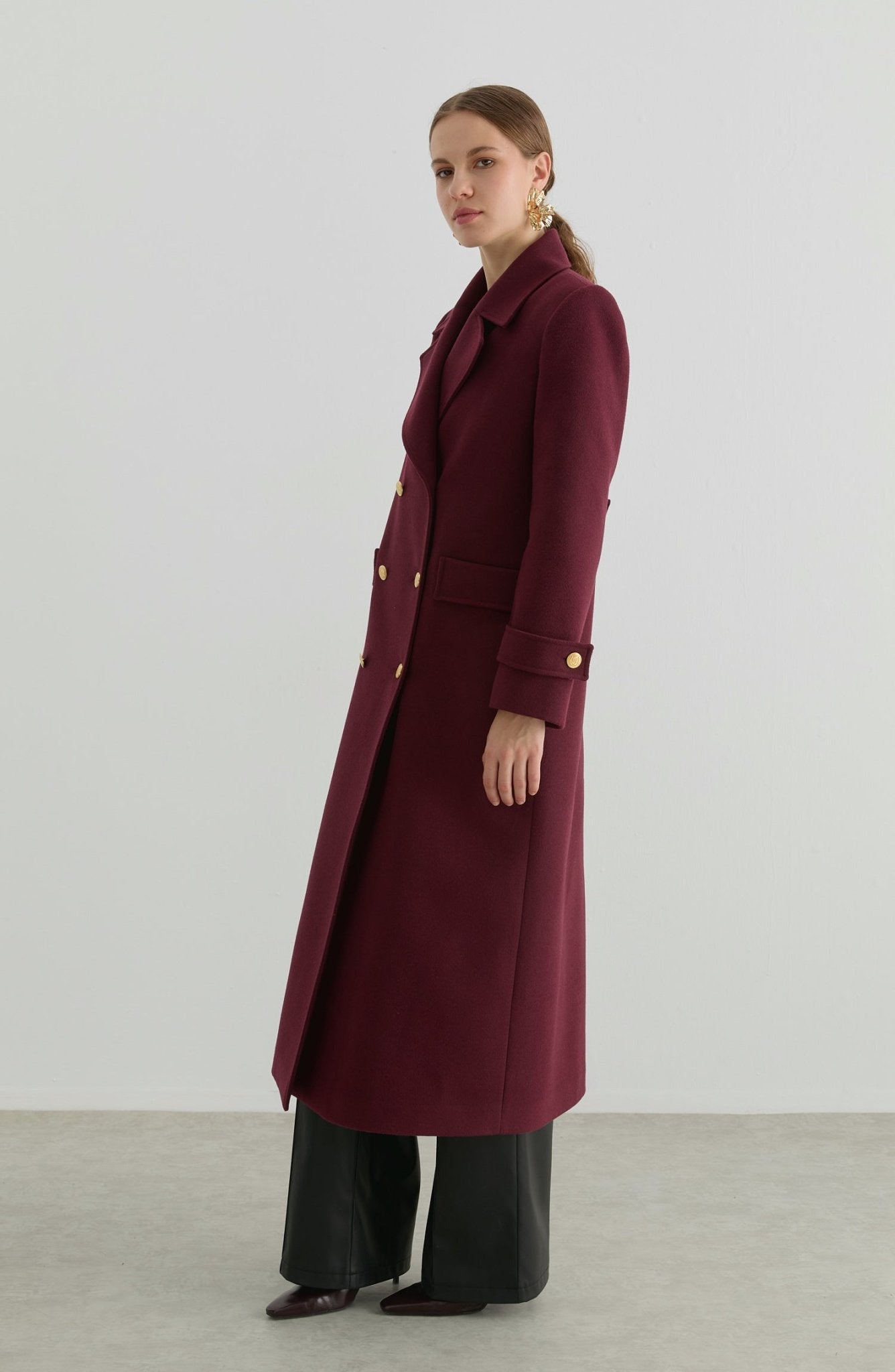 Blazer Maksi Vişne Kaşmir Kaban - Fatma Atasoy