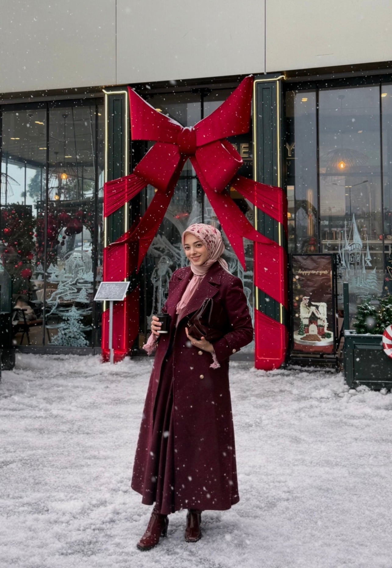 Blazer Maksi Vişne Kaşmir Kaban - Fatma Atasoy