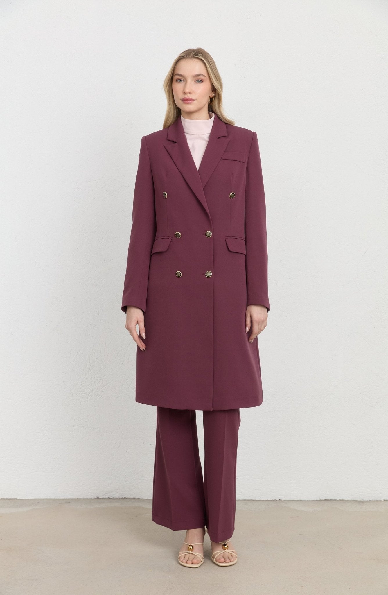 Blazer Mürdüm Tek Ceket - Fatma Atasoy