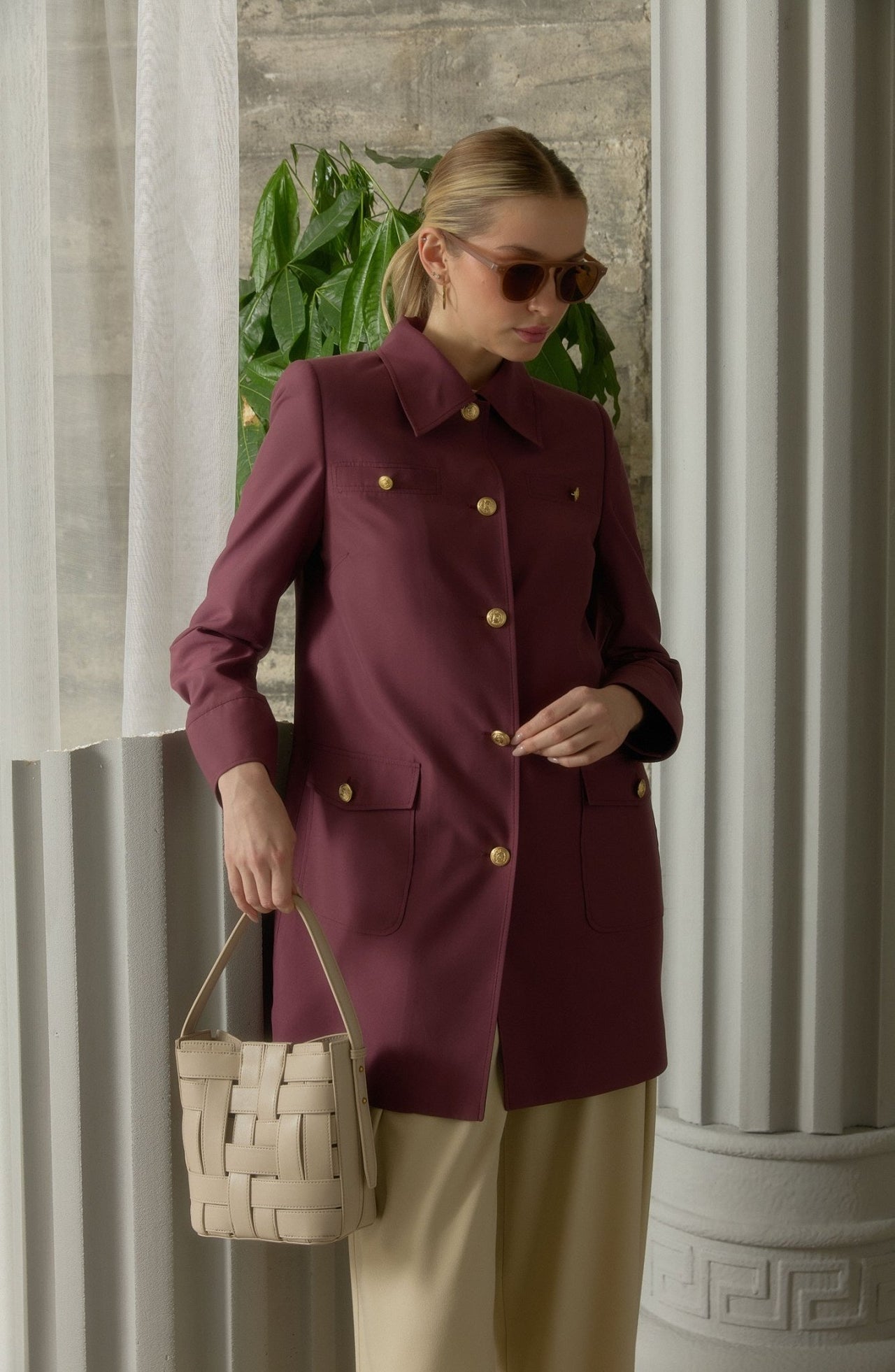 Blazer Mürdüm Trenç Ceket - Fatma Atasoy
