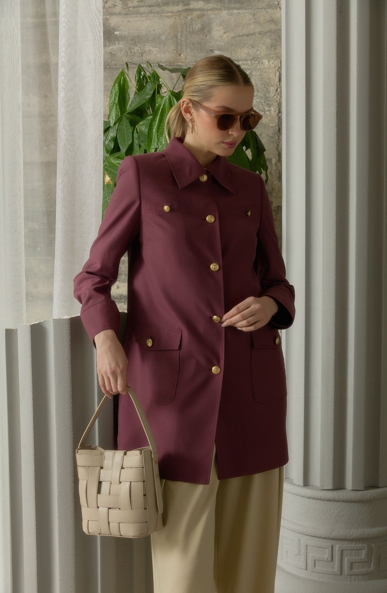 Blazer Mürdüm Trenç Ceket - Fatma Atasoy