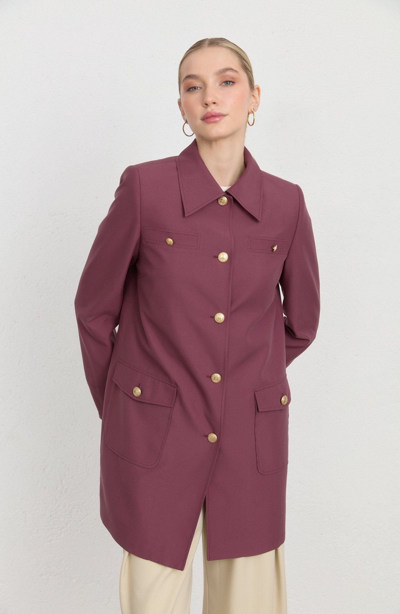 Blazer Mürdüm Trenç Ceket - Fatma Atasoy