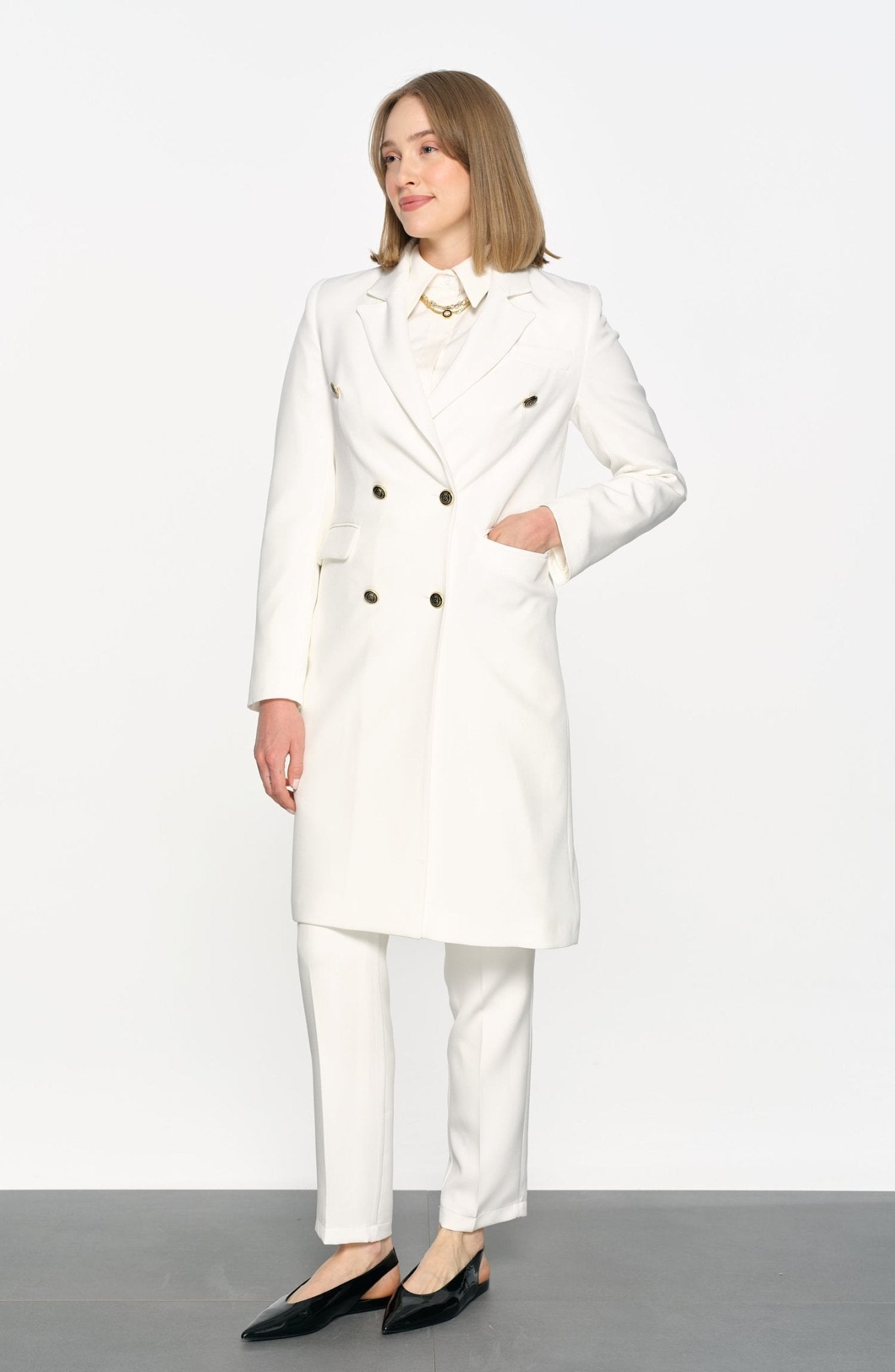Blazer Tek Ceket Ekru - Fatma Atasoy
