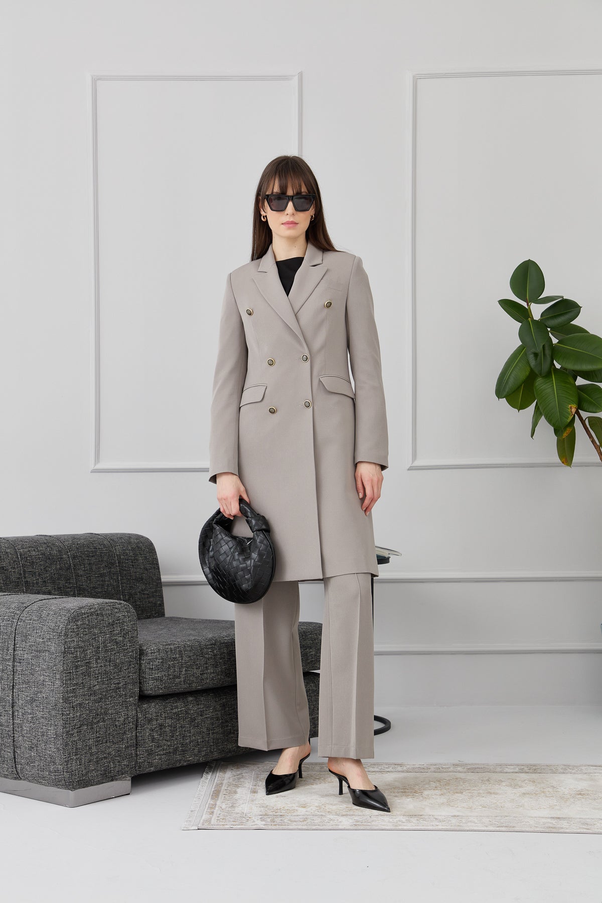 Blazer Tek Ceket Gri - Fatma Atasoy