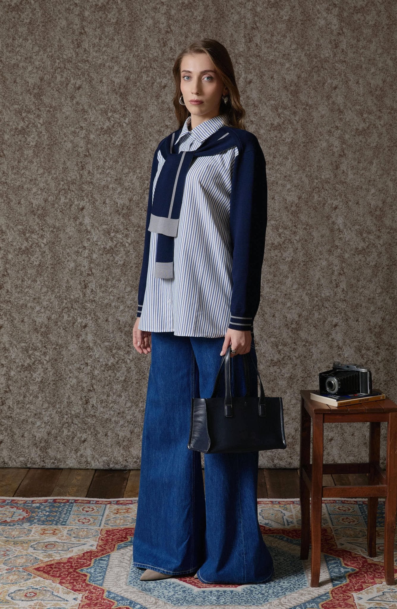 Bol Paça Koyu Mavi Denim Pantolon - Fatma Atasoy