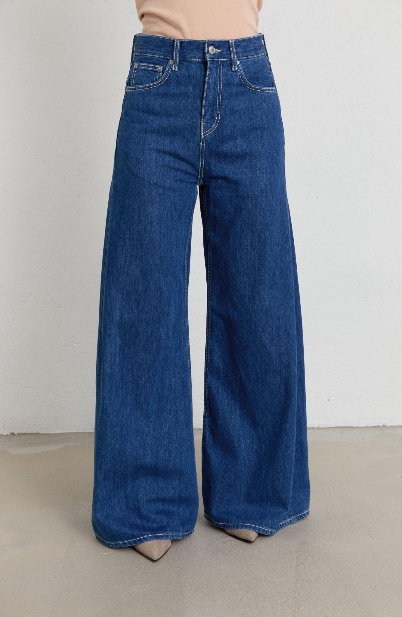 Bol Paça Koyu Mavi Denim Pantolon - Fatma Atasoy