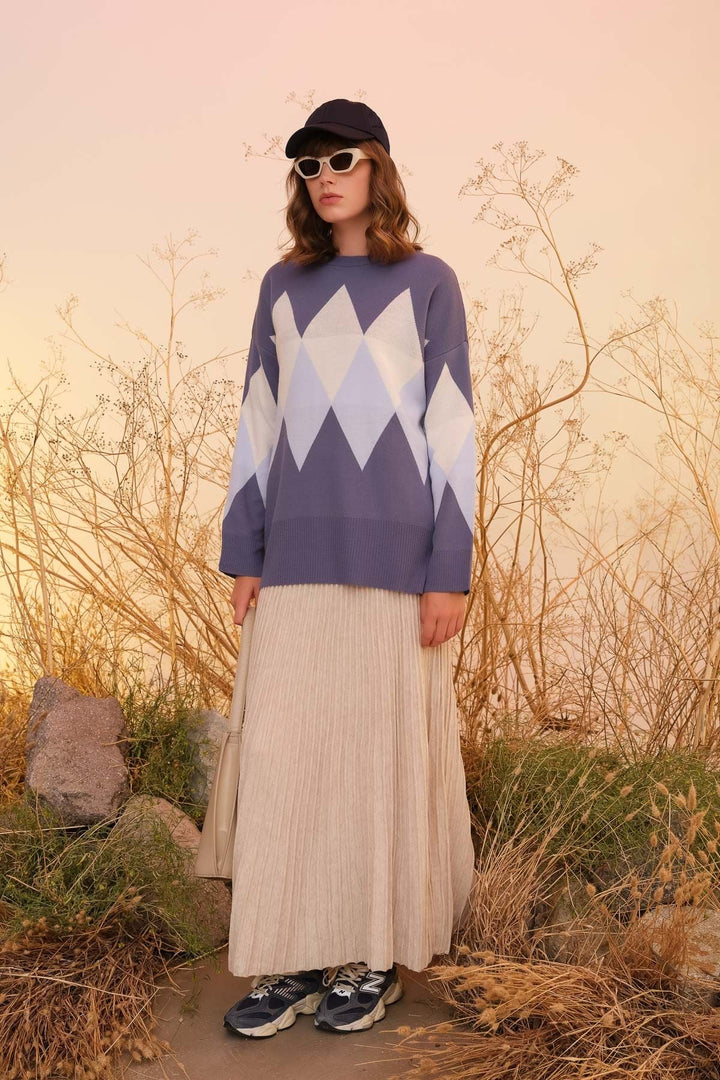 Burgulu Fitilli Taş Triko Etek - Fatma Atasoy