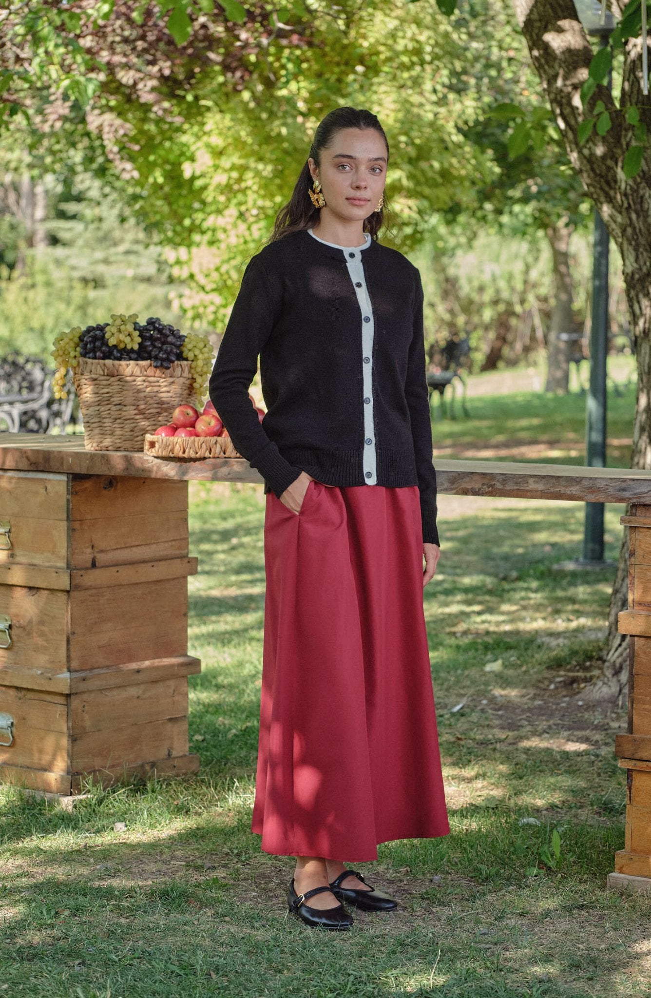 Büzgülü Bordo Trenç Etek - Fatma Atasoy