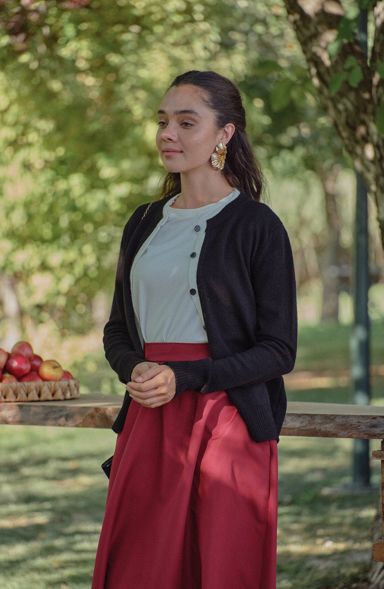 Büzgülü Bordo Trenç Etek - Fatma Atasoy