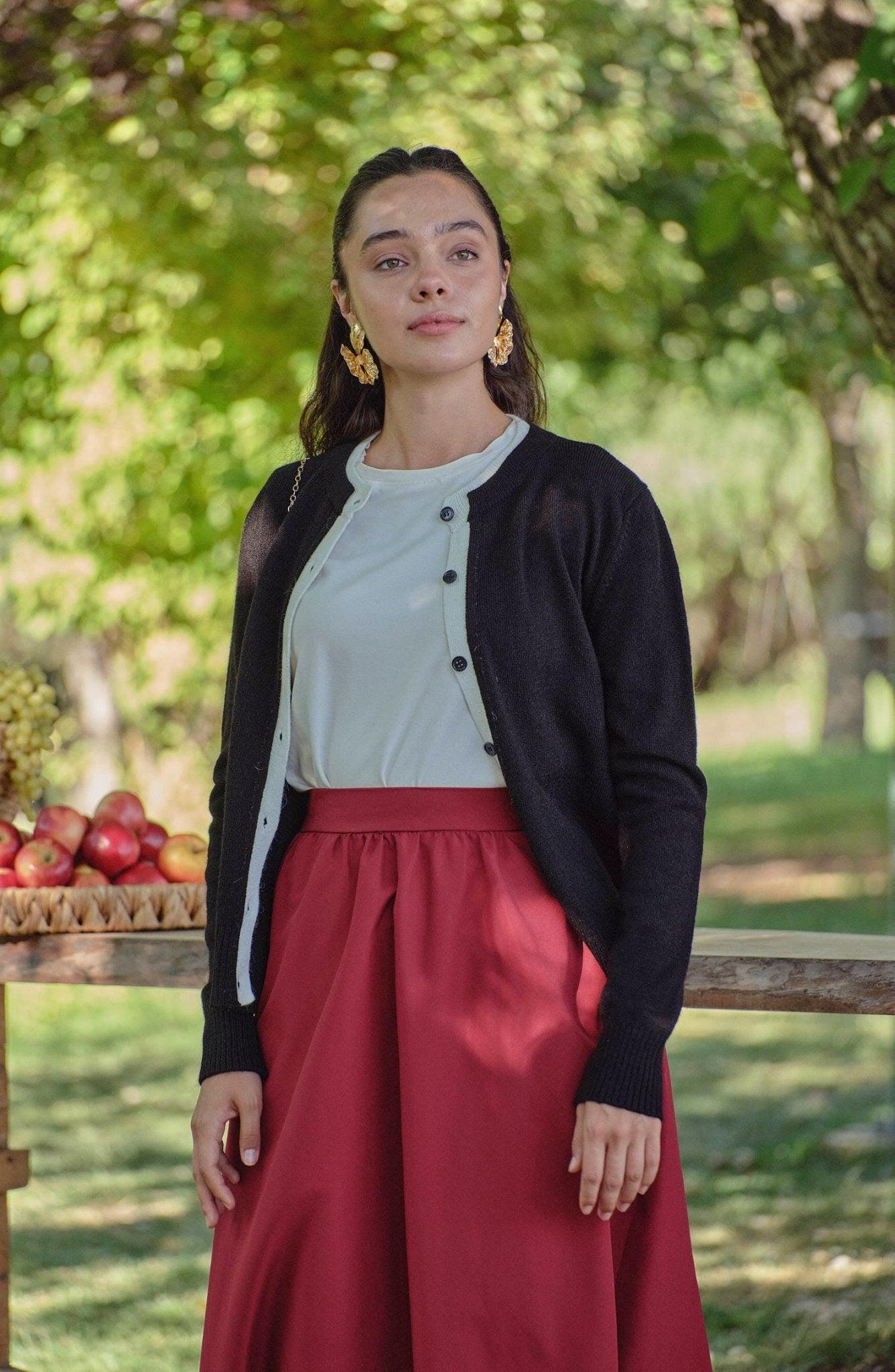 Büzgülü Bordo Trenç Etek - Fatma Atasoy