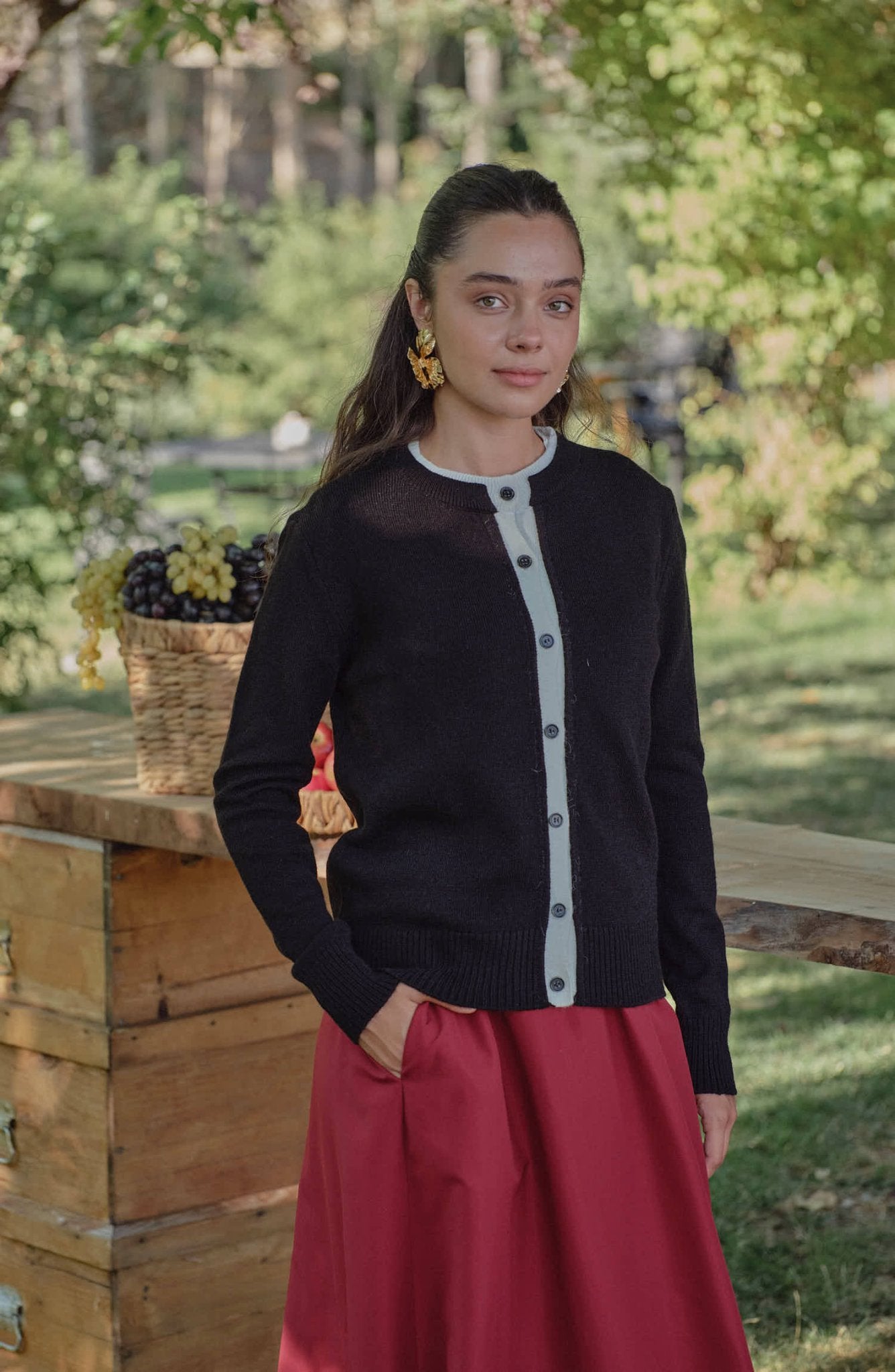 Büzgülü Bordo Trenç Etek - Fatma Atasoy