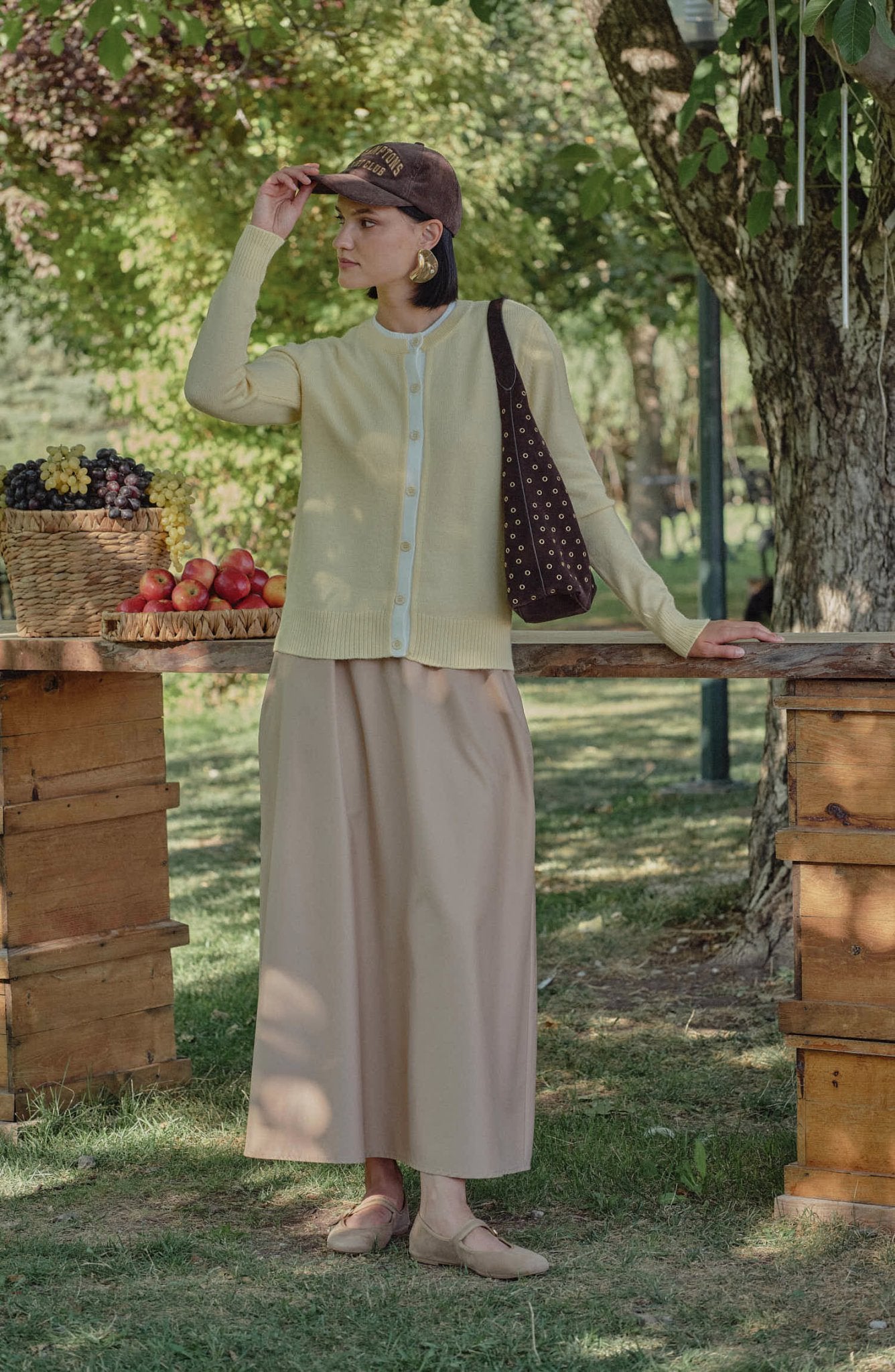 Büzgülü Sütlü Kahve Trenç Etek - Fatma Atasoy
