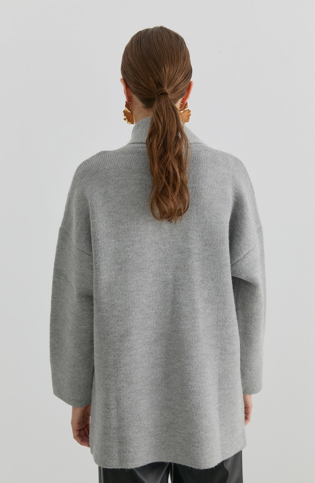 Çelik Örme Blazer Gri Triko Ceket - Fatma Atasoy