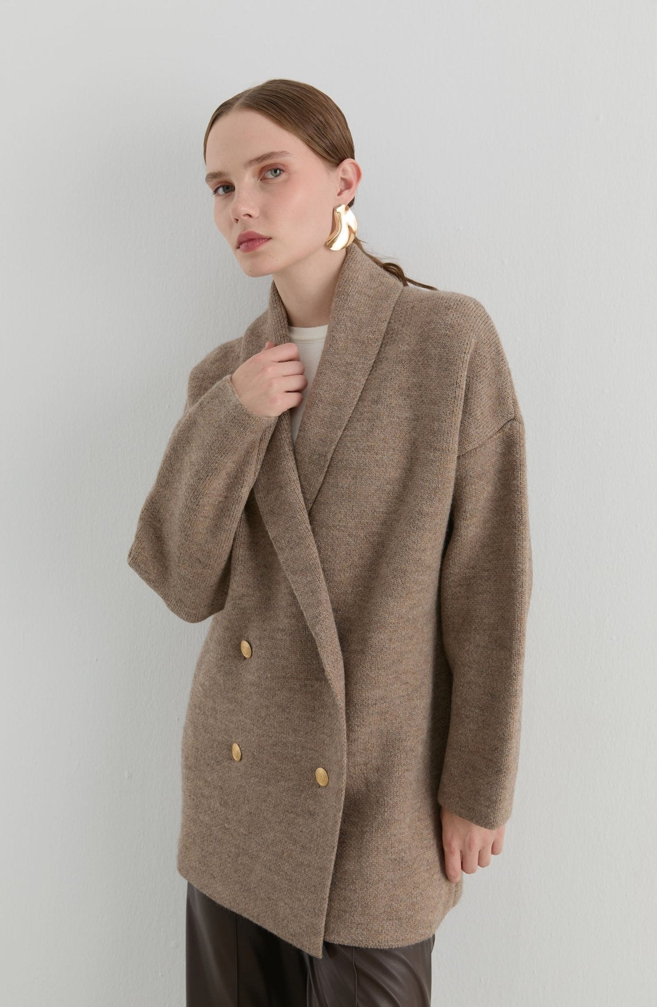 Çelik Örme Blazer Mocha Triko Ceket - Fatma Atasoy