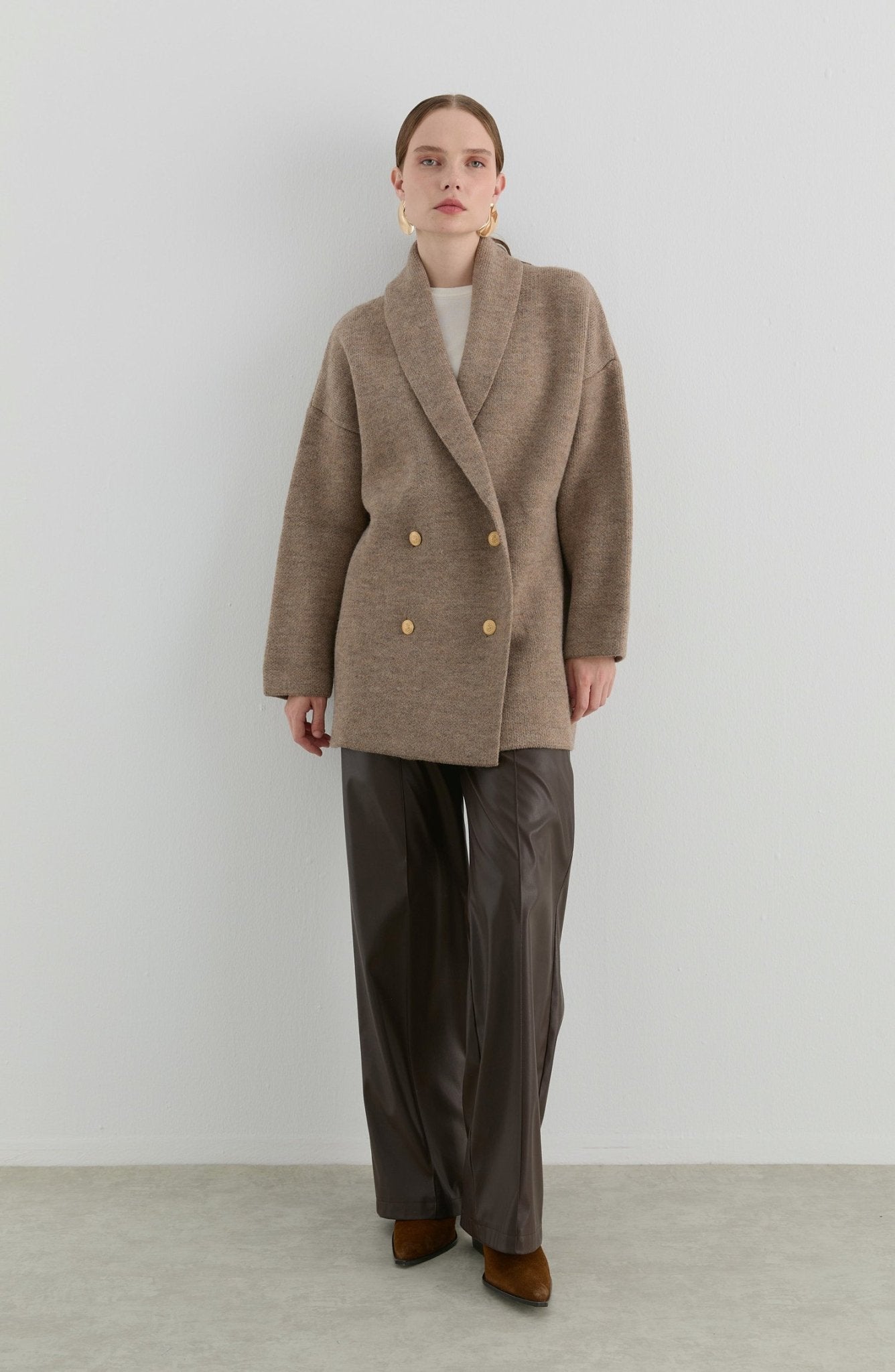 Çelik Örme Blazer Mocha Triko Ceket - Fatma Atasoy