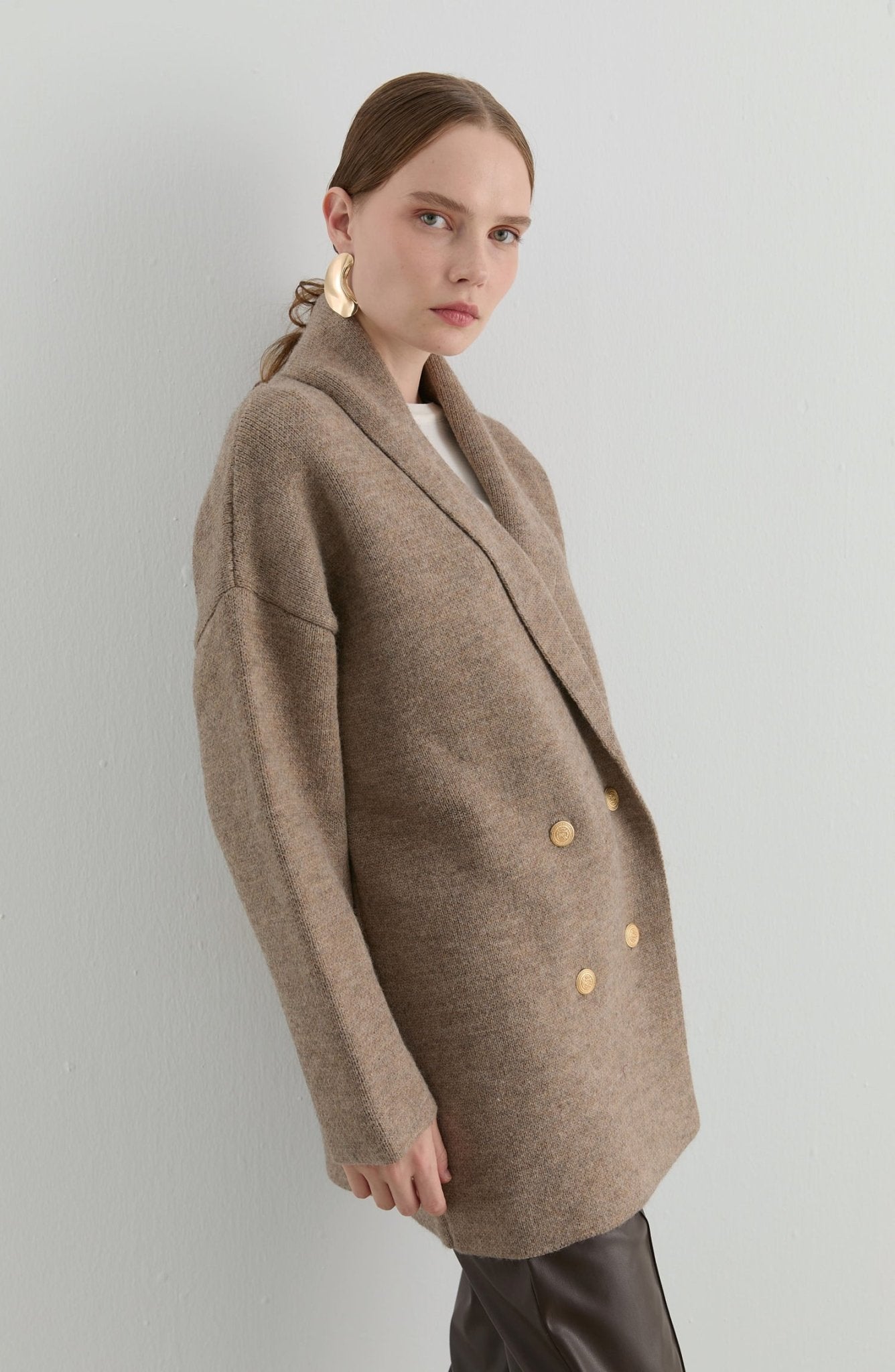 Çelik Örme Blazer Mocha Triko Ceket - Fatma Atasoy