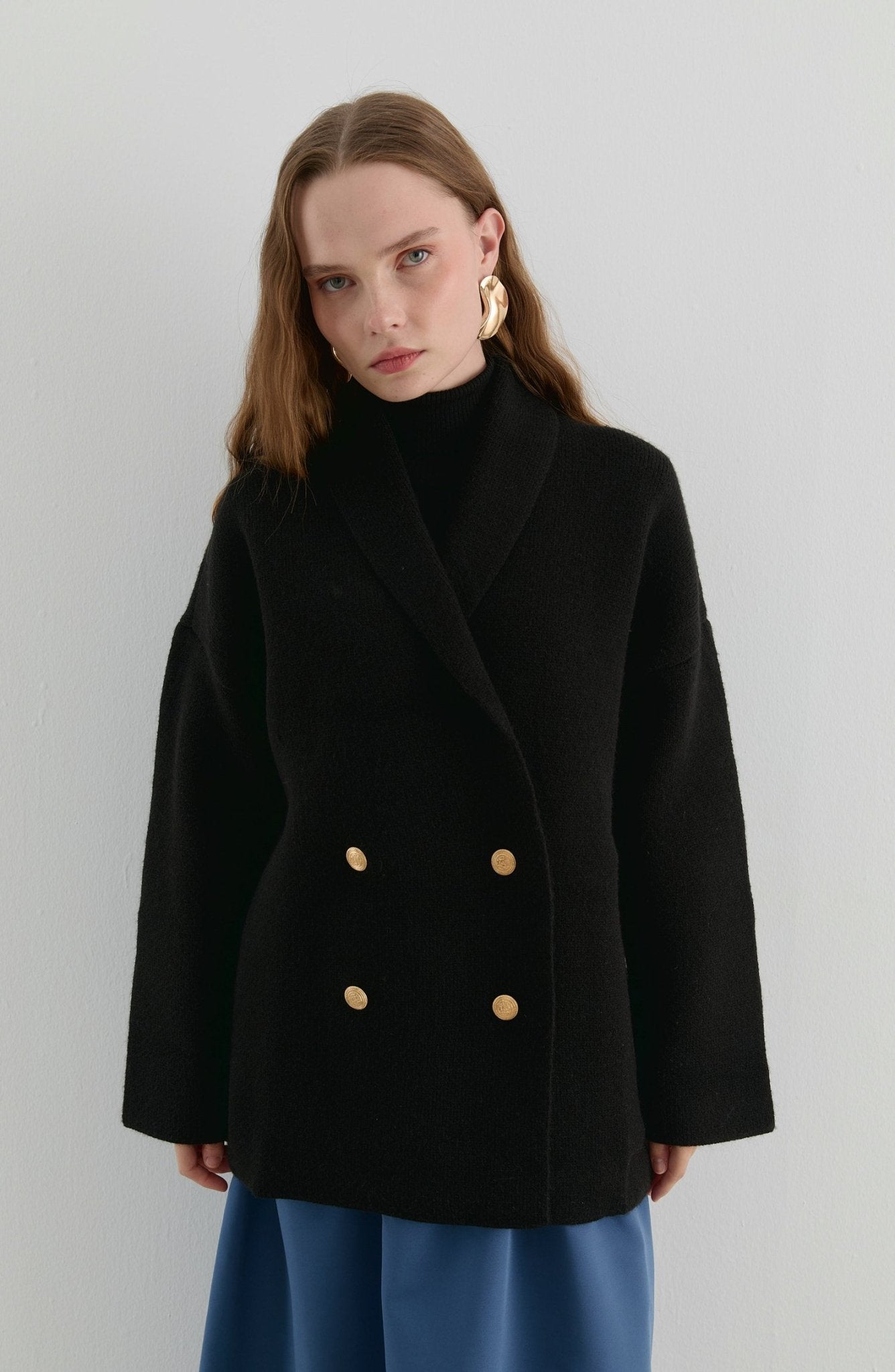 Çelik Örme Blazer Siyah Triko Ceket - Fatma Atasoy