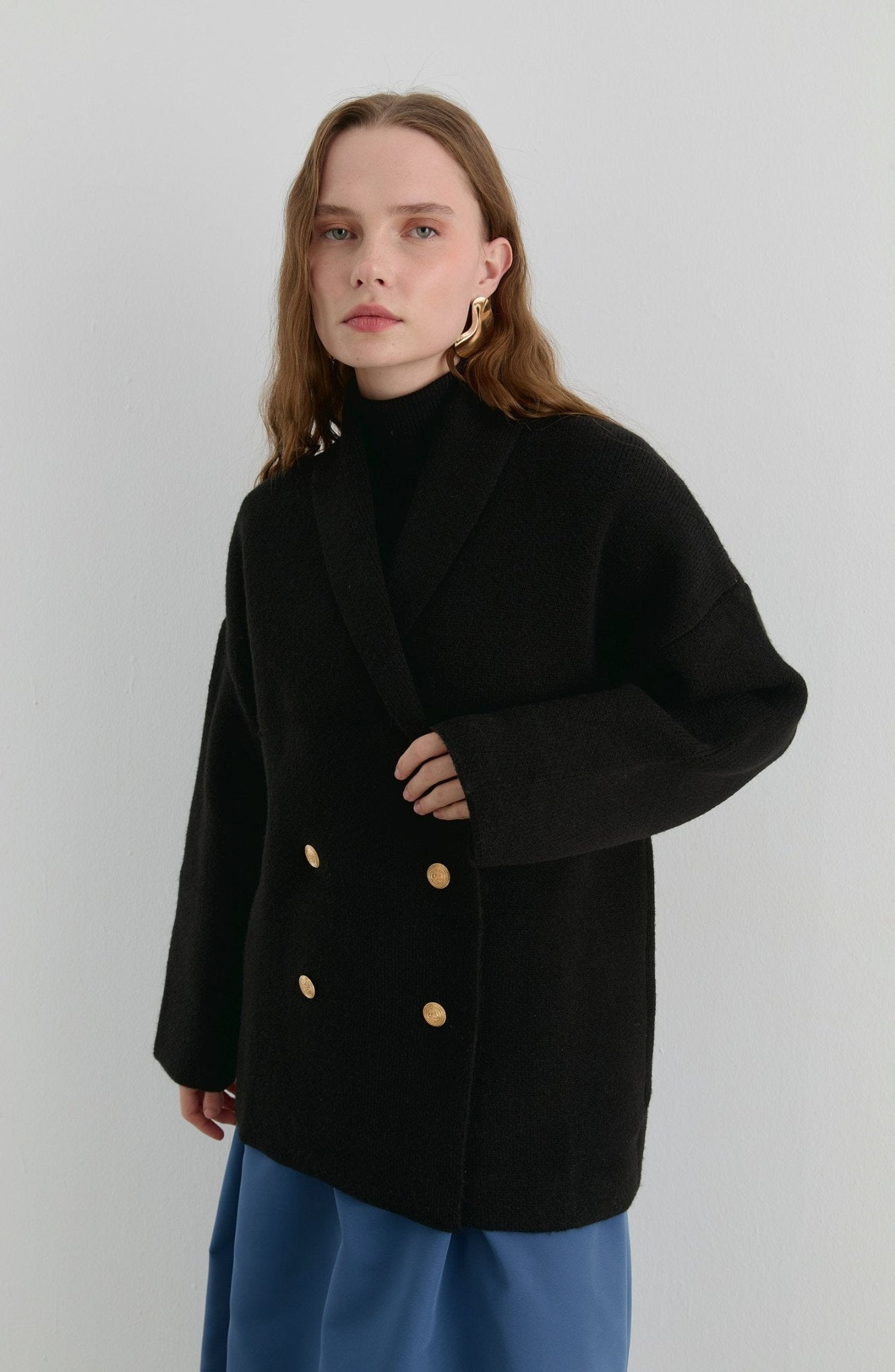 Çelik Örme Blazer Siyah Triko Ceket - Fatma Atasoy