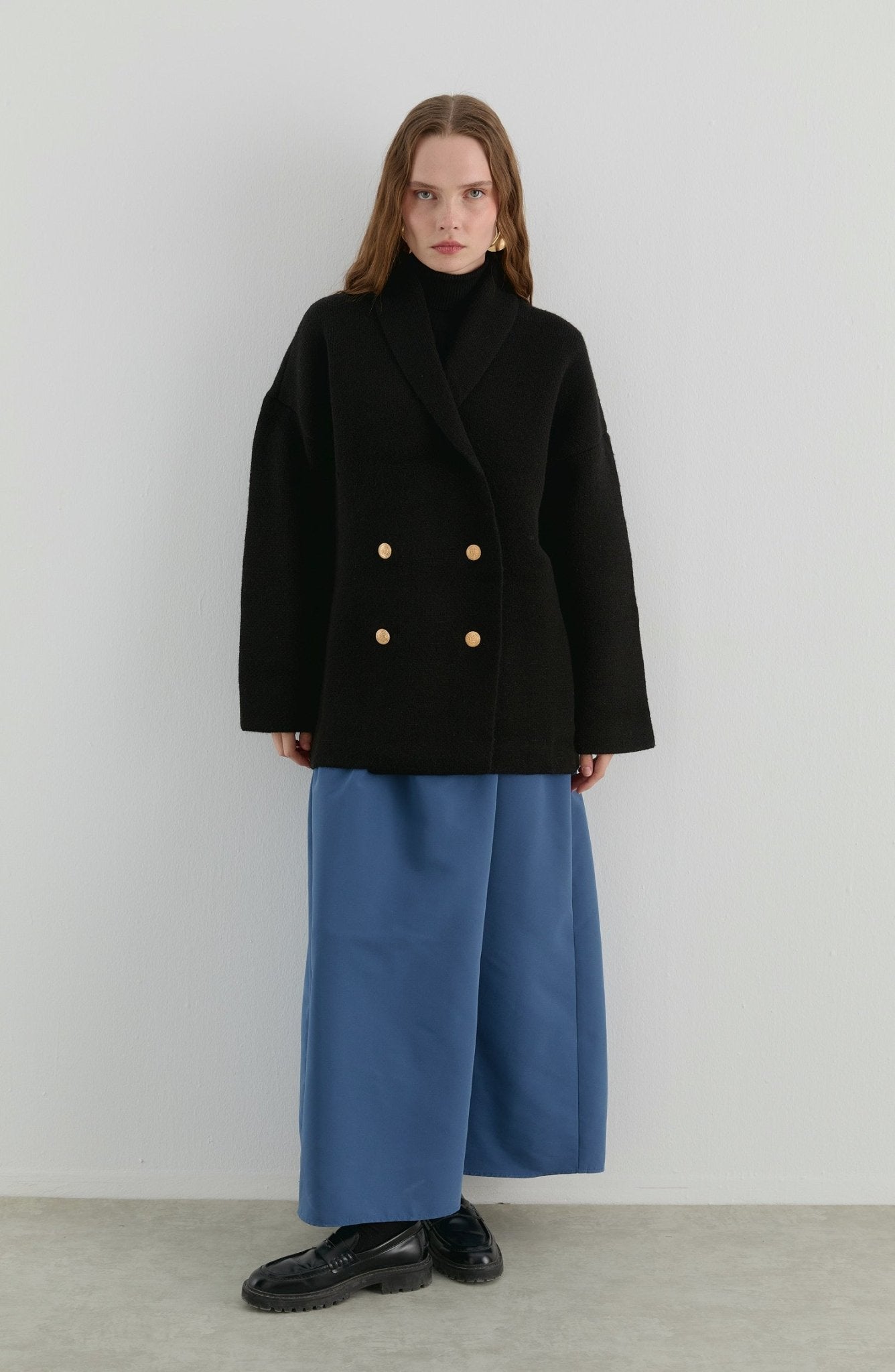 Çelik Örme Blazer Siyah Triko Ceket - Fatma Atasoy