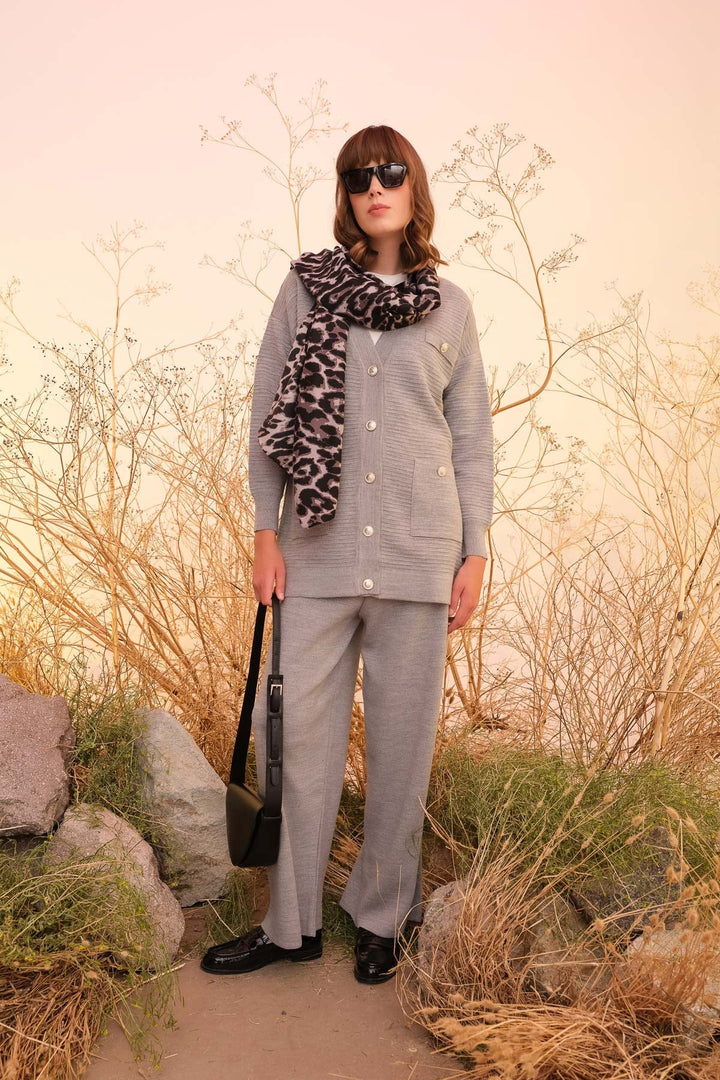 Çelik Örme Gri Triko Pantolon - Fatma Atasoy