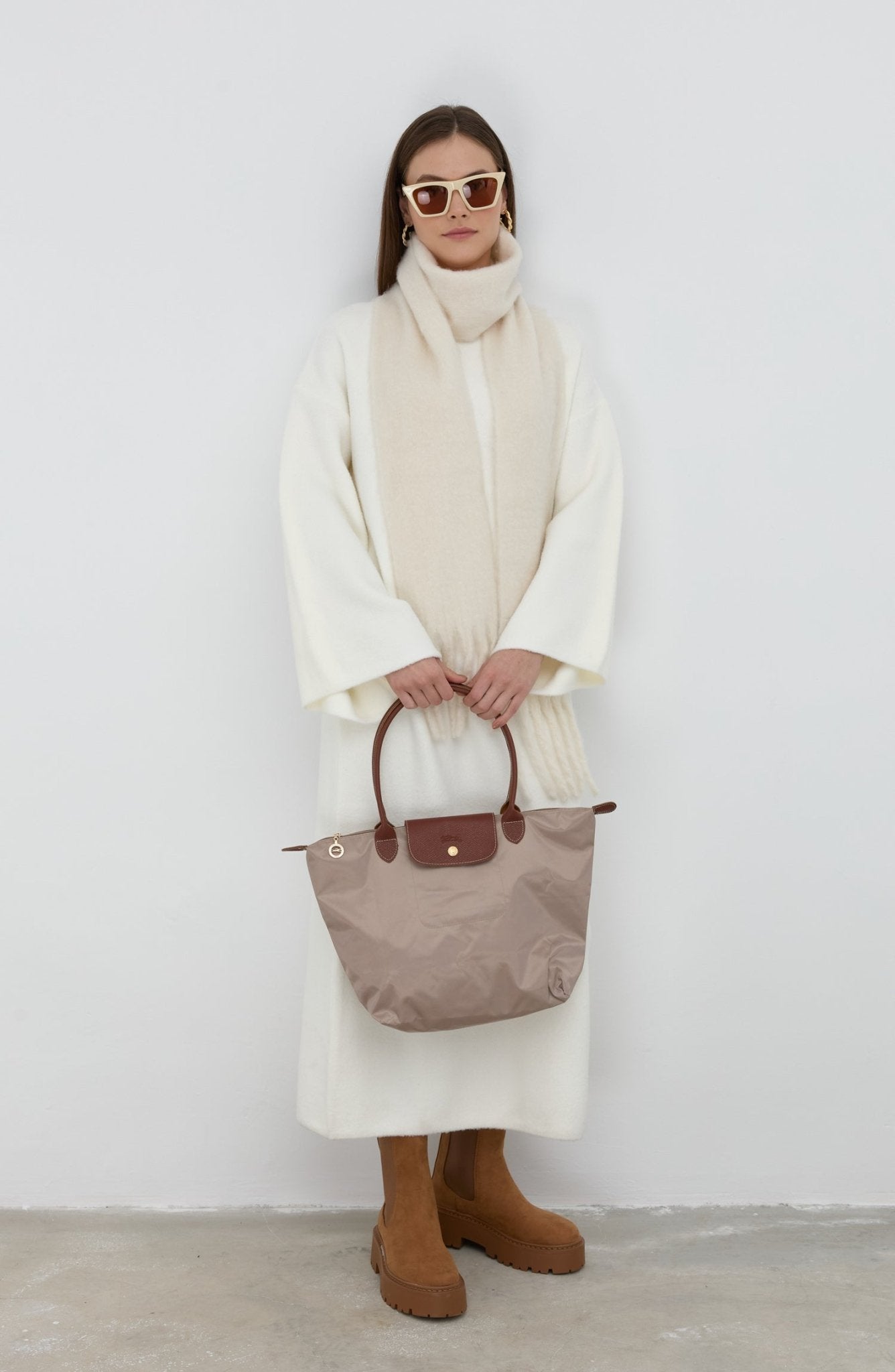 Çelik Örme Pufik Ekru Triko Elbise - Fatma Atasoy