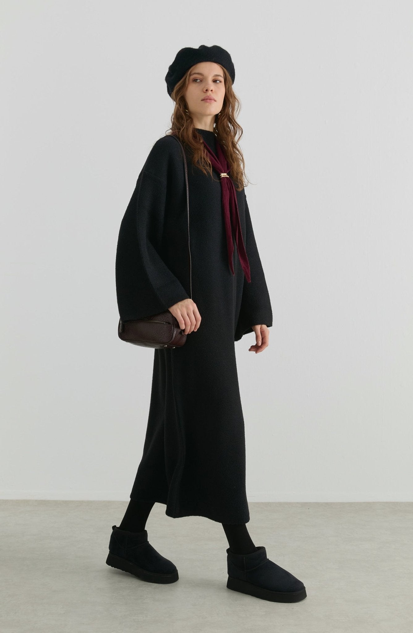 Çelik Örme Pufik Siyah Triko Elbise - Fatma Atasoy