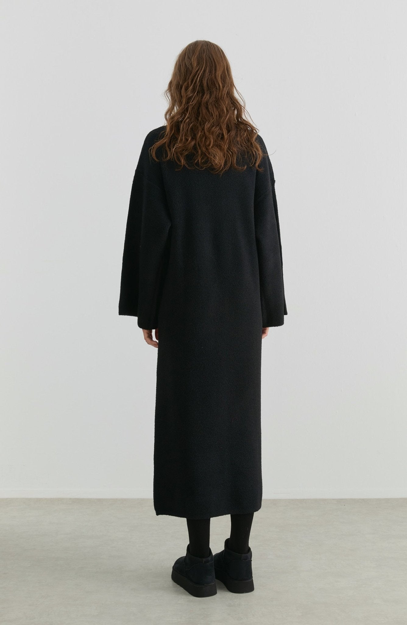 Çelik Örme Pufik Siyah Triko Elbise - Fatma Atasoy