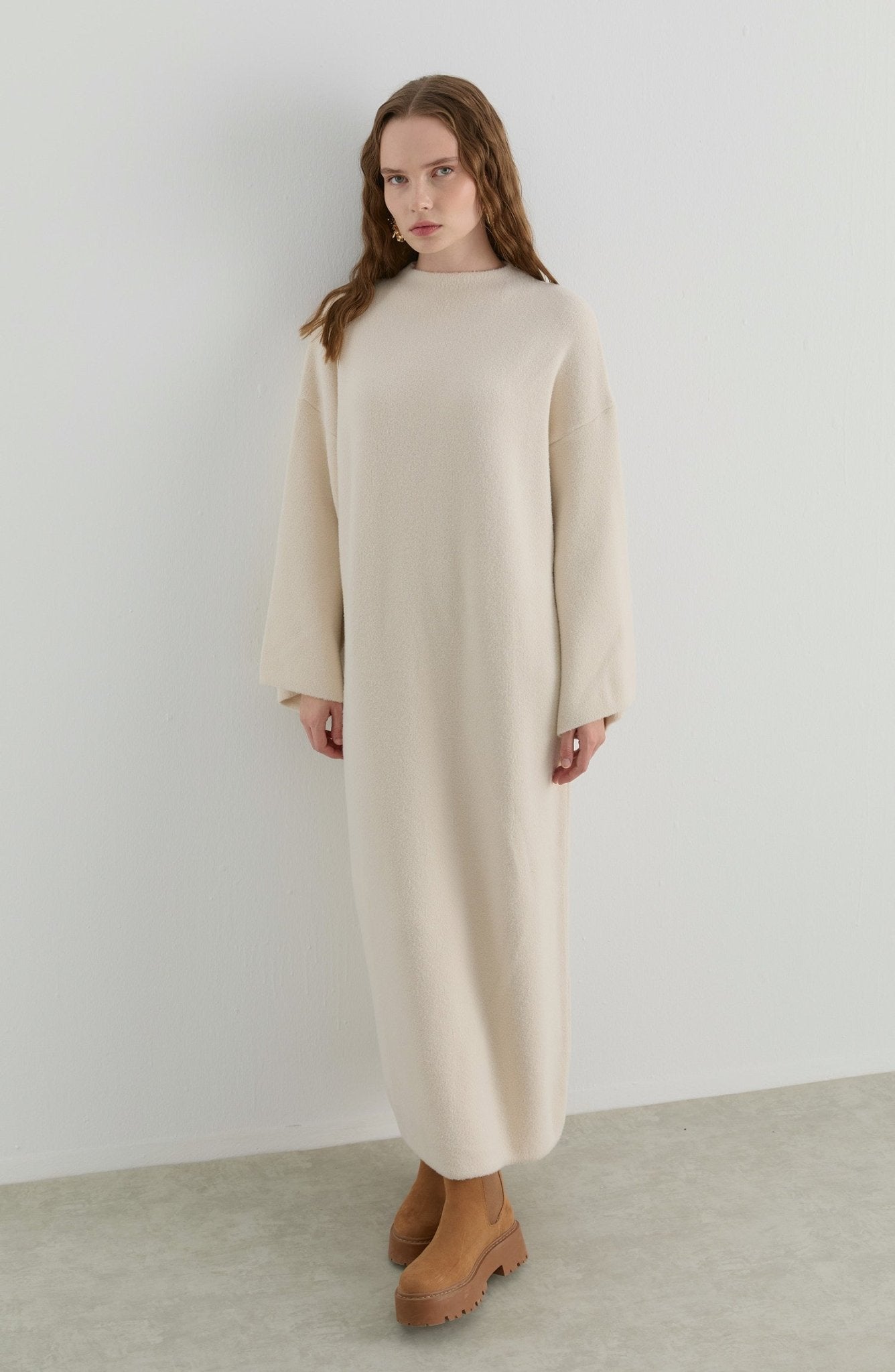 Çelik Örme Pufik Taş Triko Elbise - Fatma Atasoy