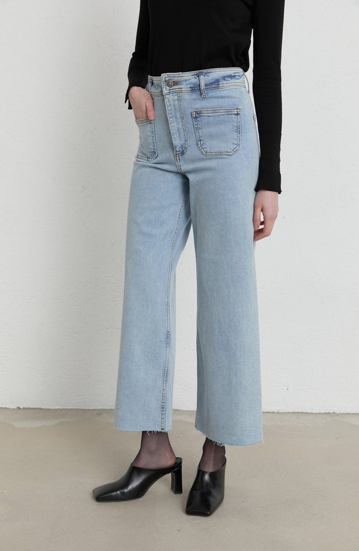 Cepli Culotte Açık Mavi Denim Pantolon - Fatma Atasoy