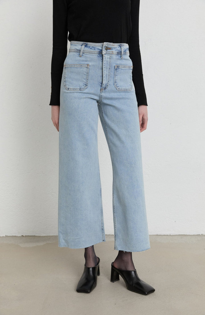 Cepli Culotte Açık Mavi Denim Pantolon - Fatma Atasoy
