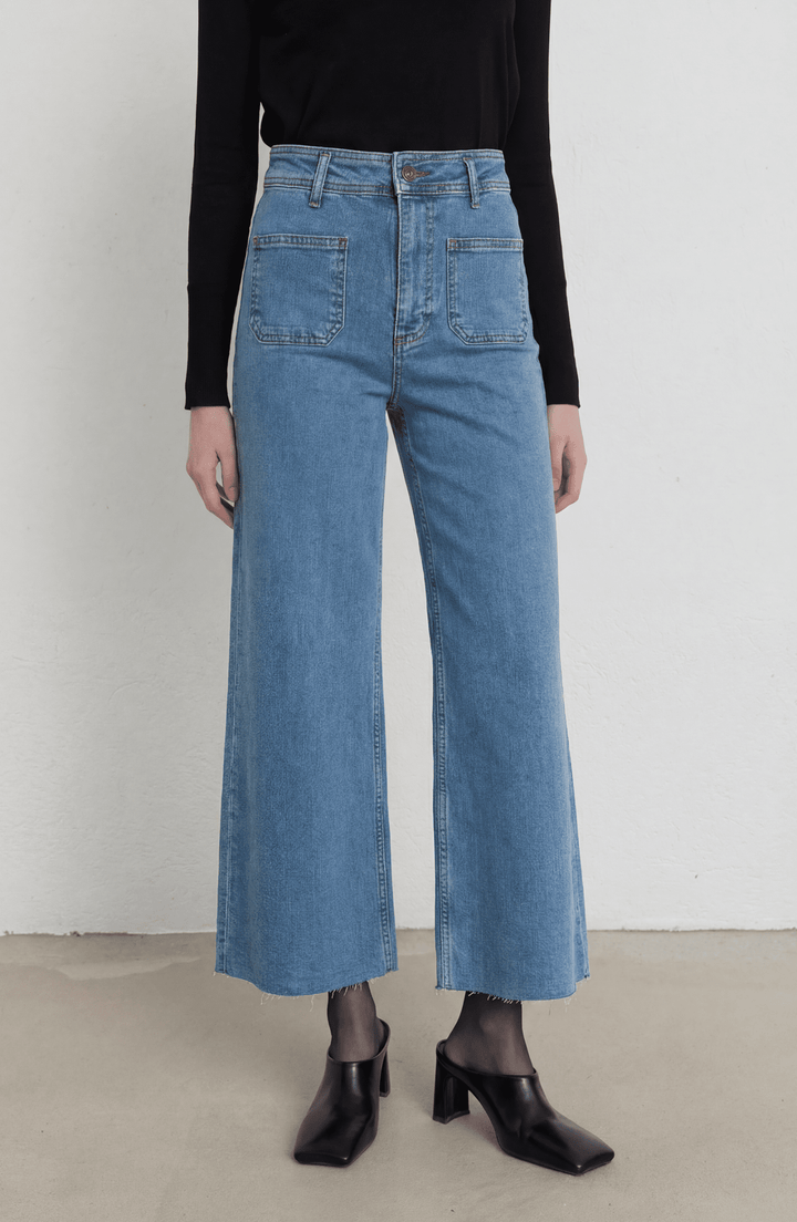 Cepli Culotte Koyu Mavi Denim Pantolon - Fatma Atasoy
