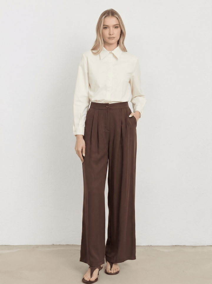 Çift Pile Acı Kahve Rayon Palazzo Pantolon - Fatma Atasoy