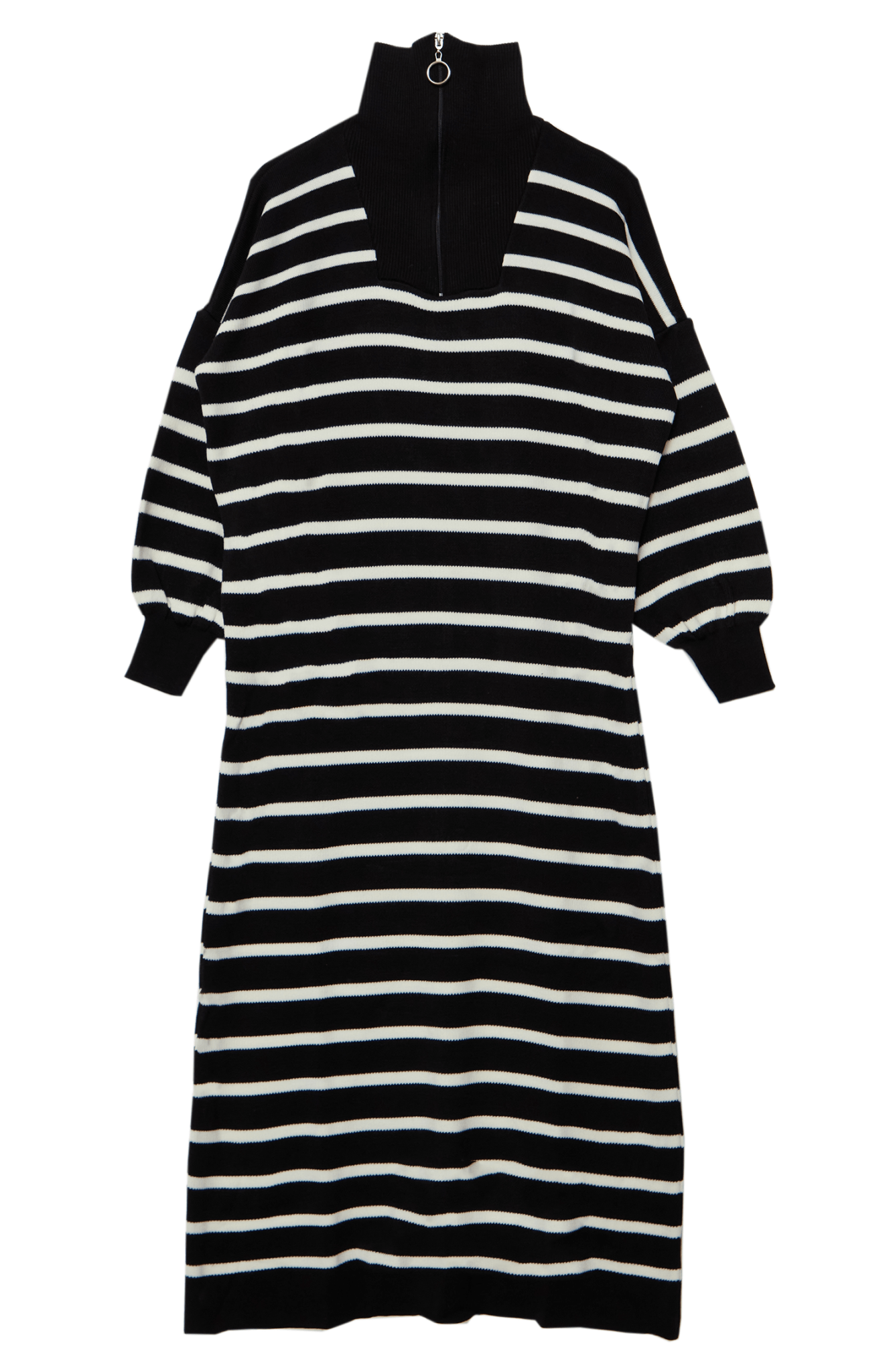 Çizgili Siyah Triko Elbise - Fatma Atasoy