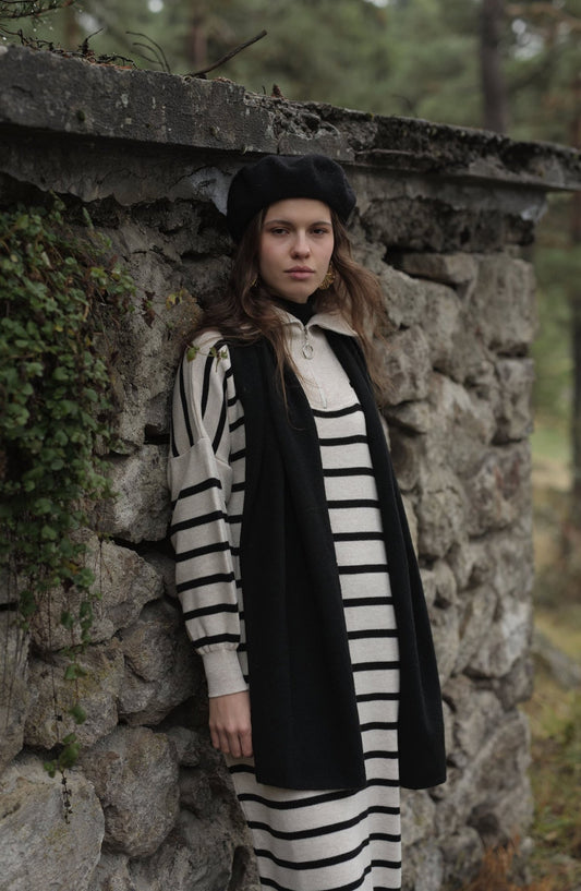 Çizgili Taş Triko Elbise - Fatma Atasoy