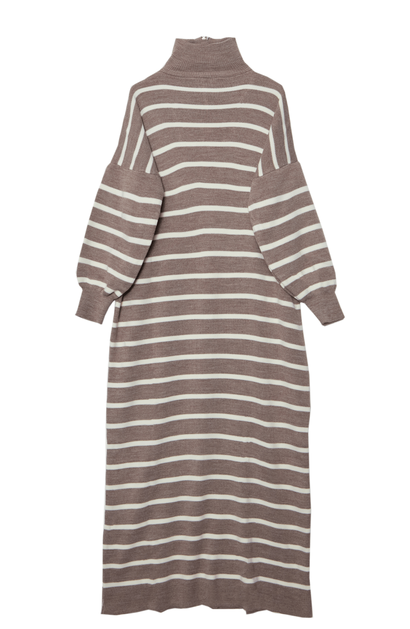 Çizgili Vizon Triko Elbise - Fatma Atasoy