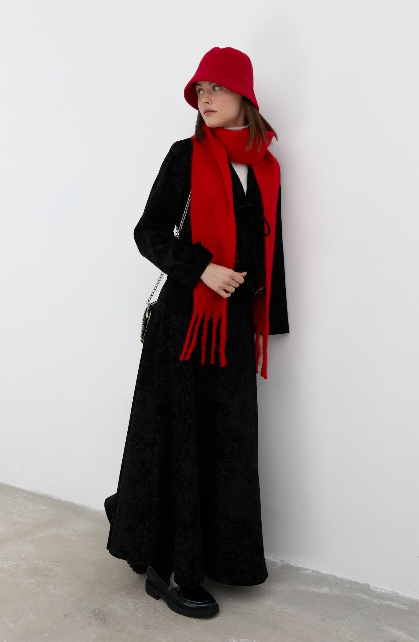 Crach Kadife Bağlamalı Siyah Kimono - Fatma Atasoy
