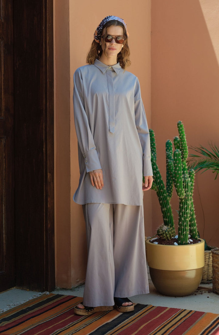 Dad Gri Pamuk Gömlek - Fatma Atasoy