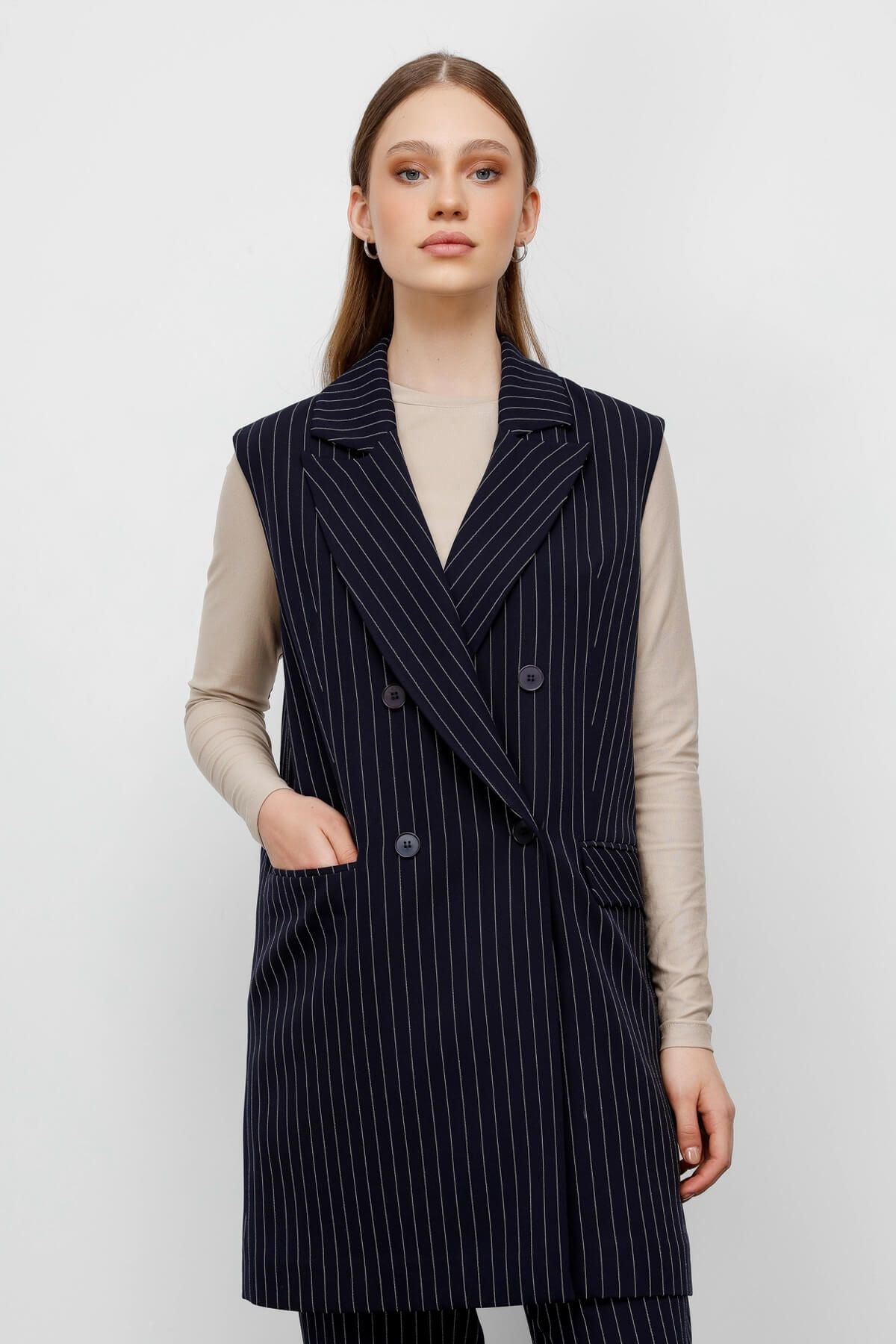 Dad Yelek Lacivert - Fatma Atasoy