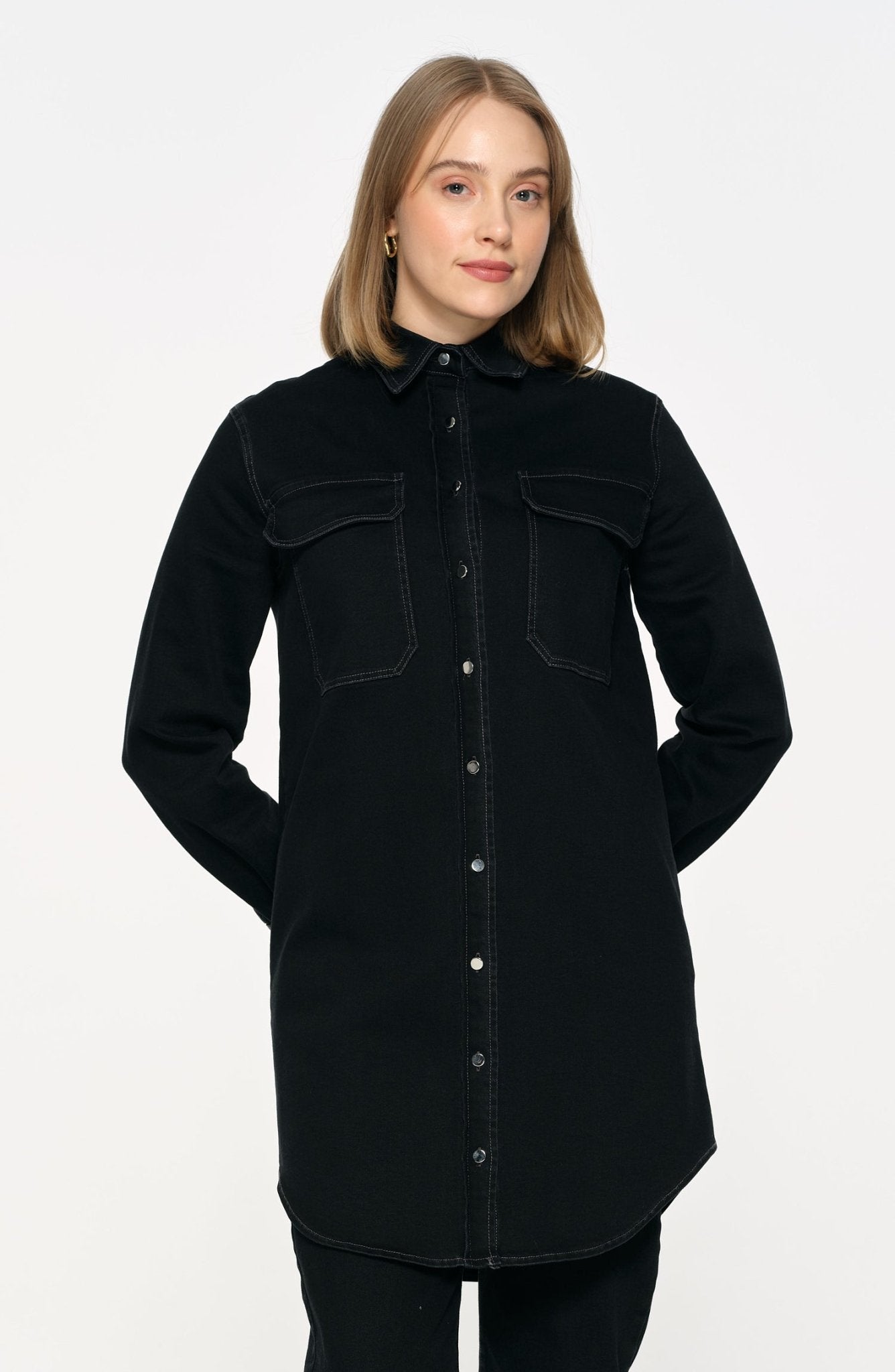 Denim Siyah Gömlek Ceket - Fatma Atasoy