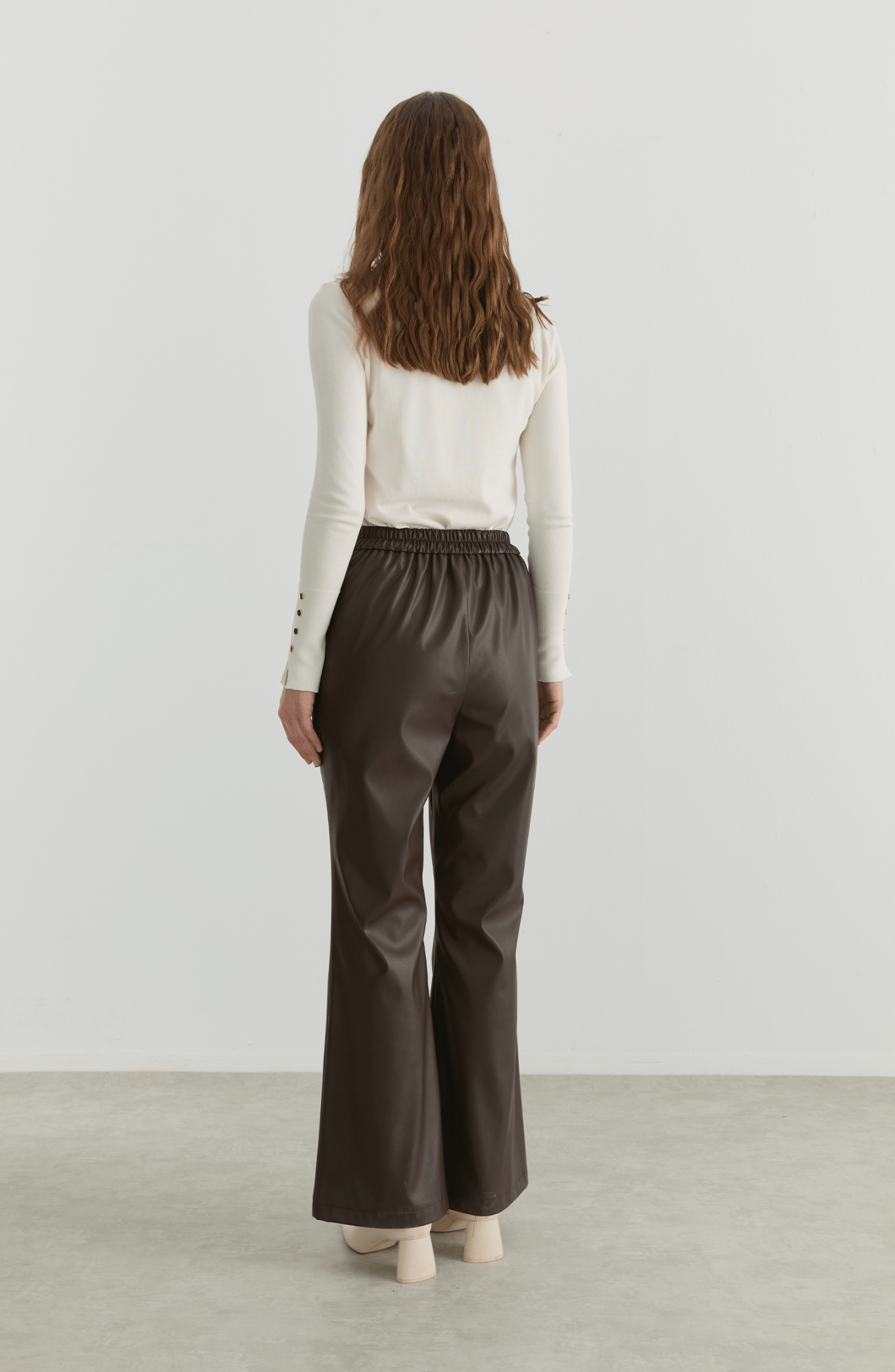 Deri Acı Kahve İspanyol Paça Pantolon - Fatma Atasoy