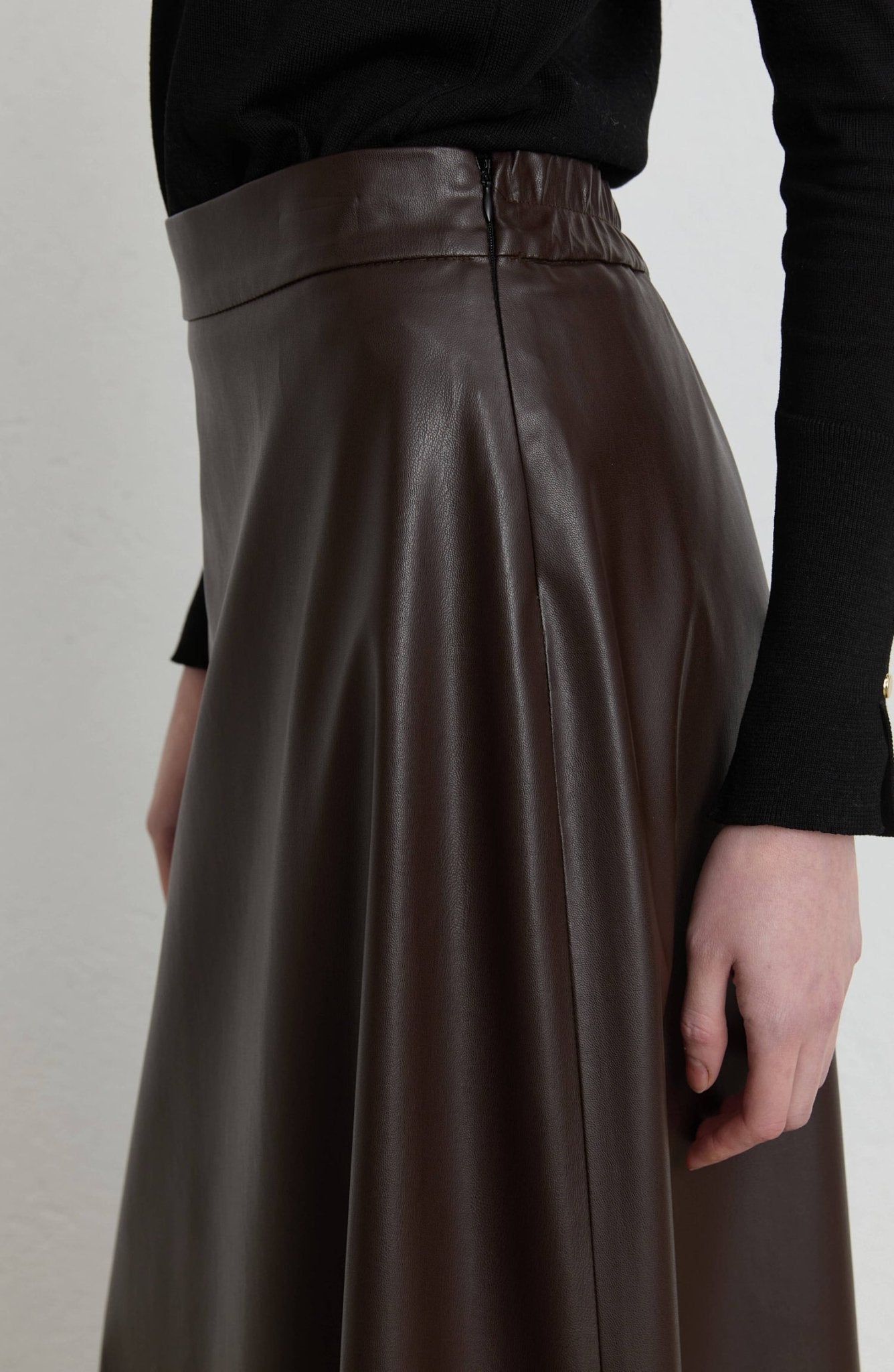 Deri Acı Kahve Kloş Etek - Fatma Atasoy