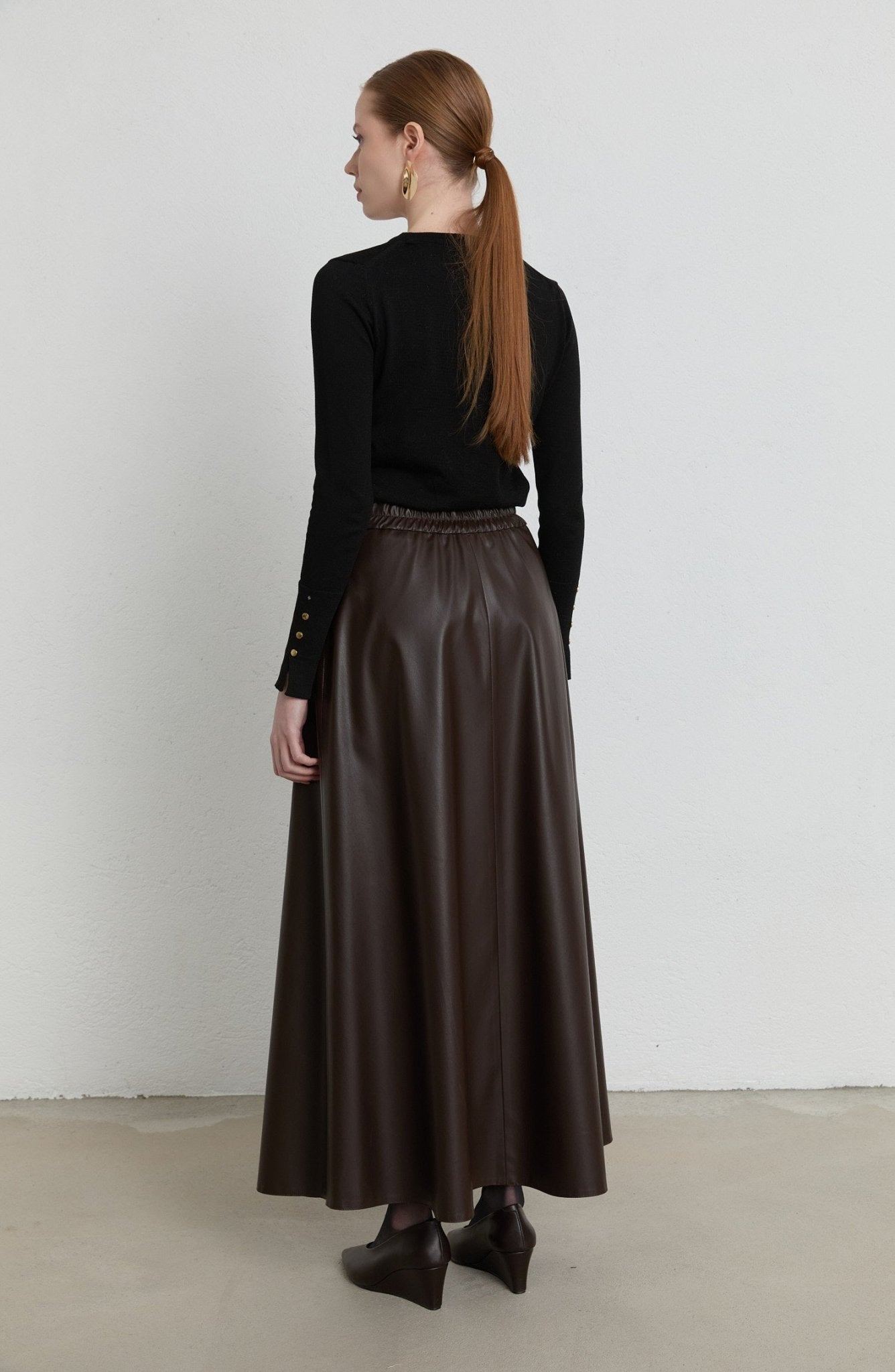 Deri Acı Kahve Kloş Etek - Fatma Atasoy