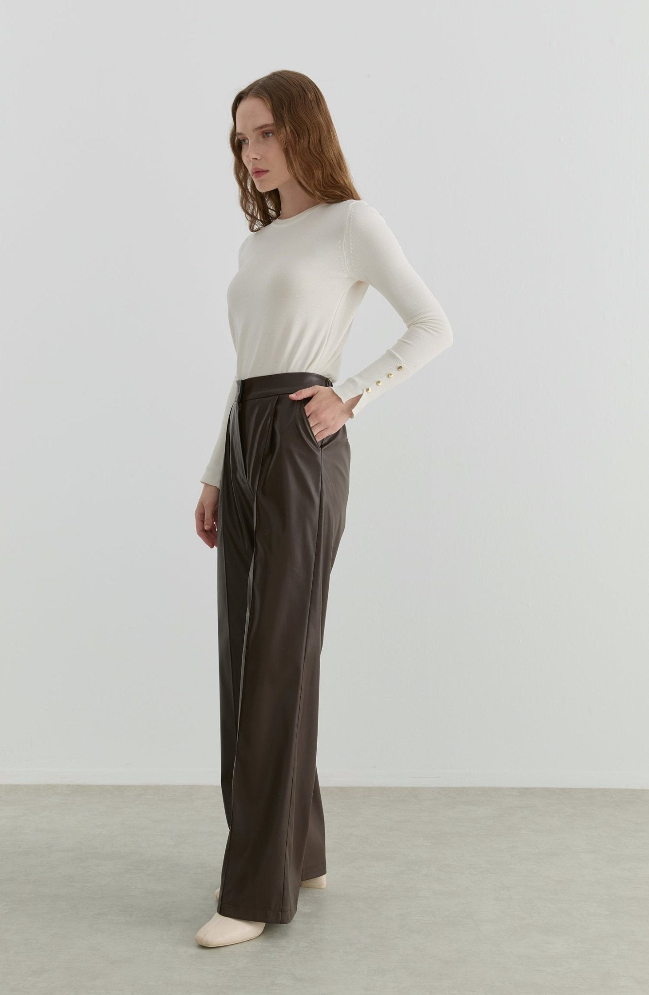 Deri Acı Kahve Palazzo Pantolon - Fatma Atasoy