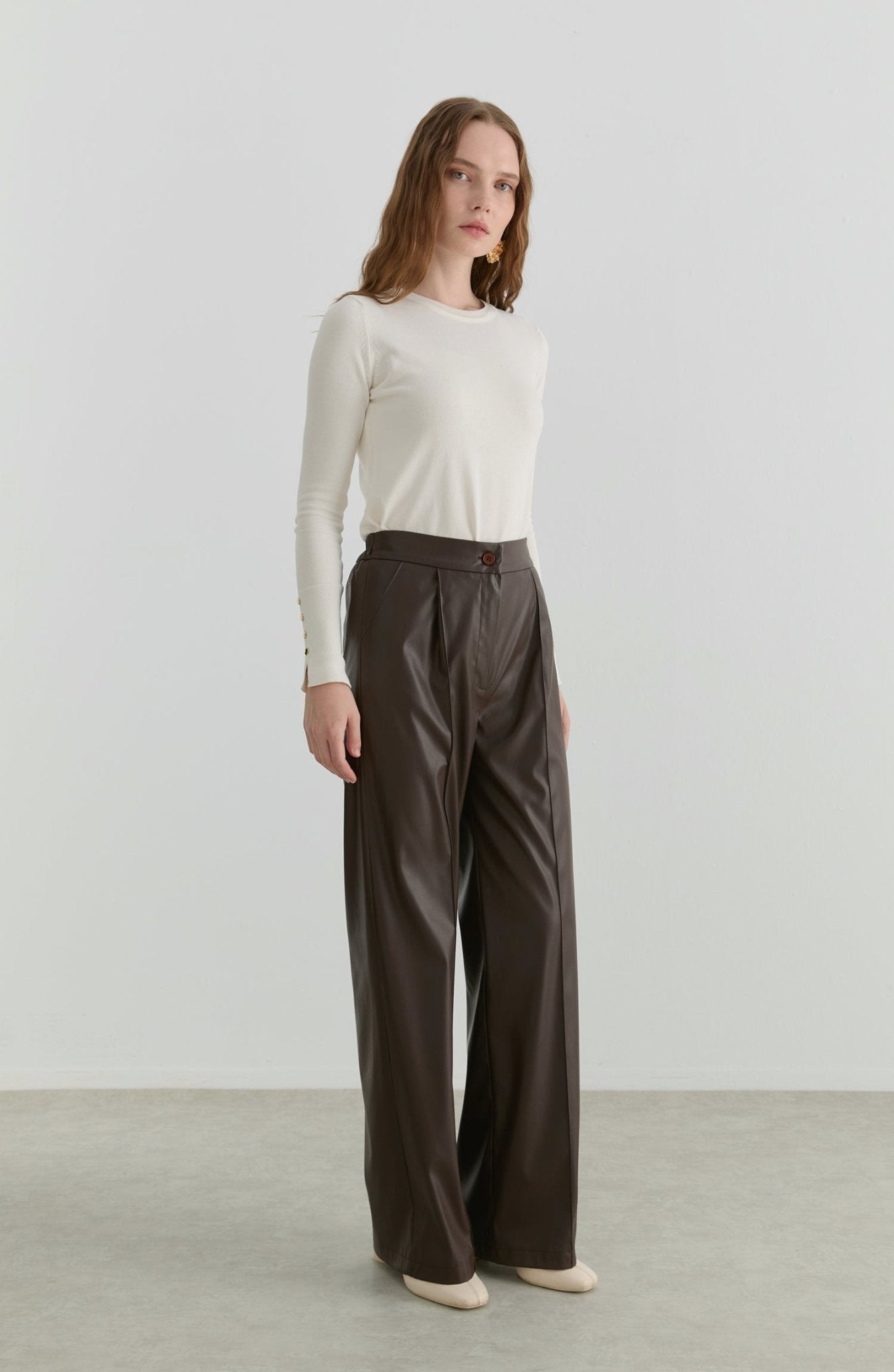 Deri Acı Kahve Palazzo Pantolon - Fatma Atasoy