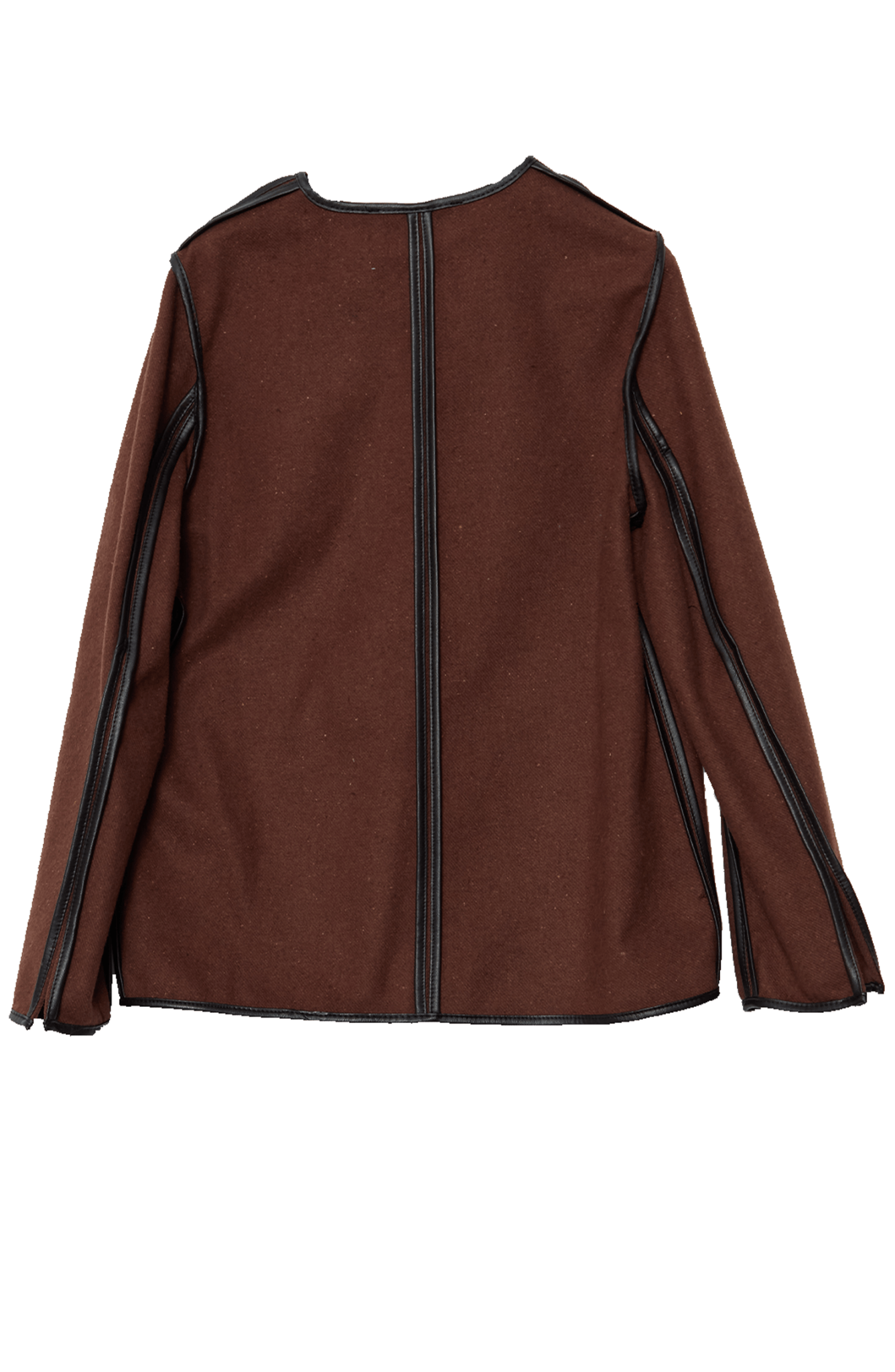 Deri Biyeli Çikolata Kahve Midi Ceket - Fatma Atasoy