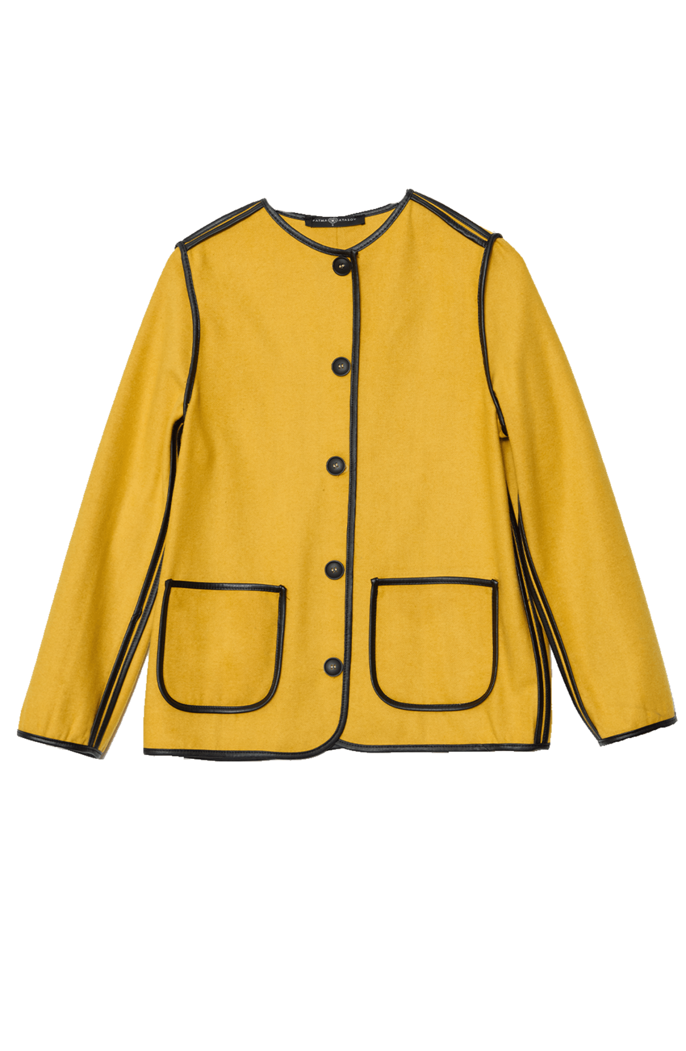 Deri Biyeli Sarı Midi Ceket - Fatma Atasoy