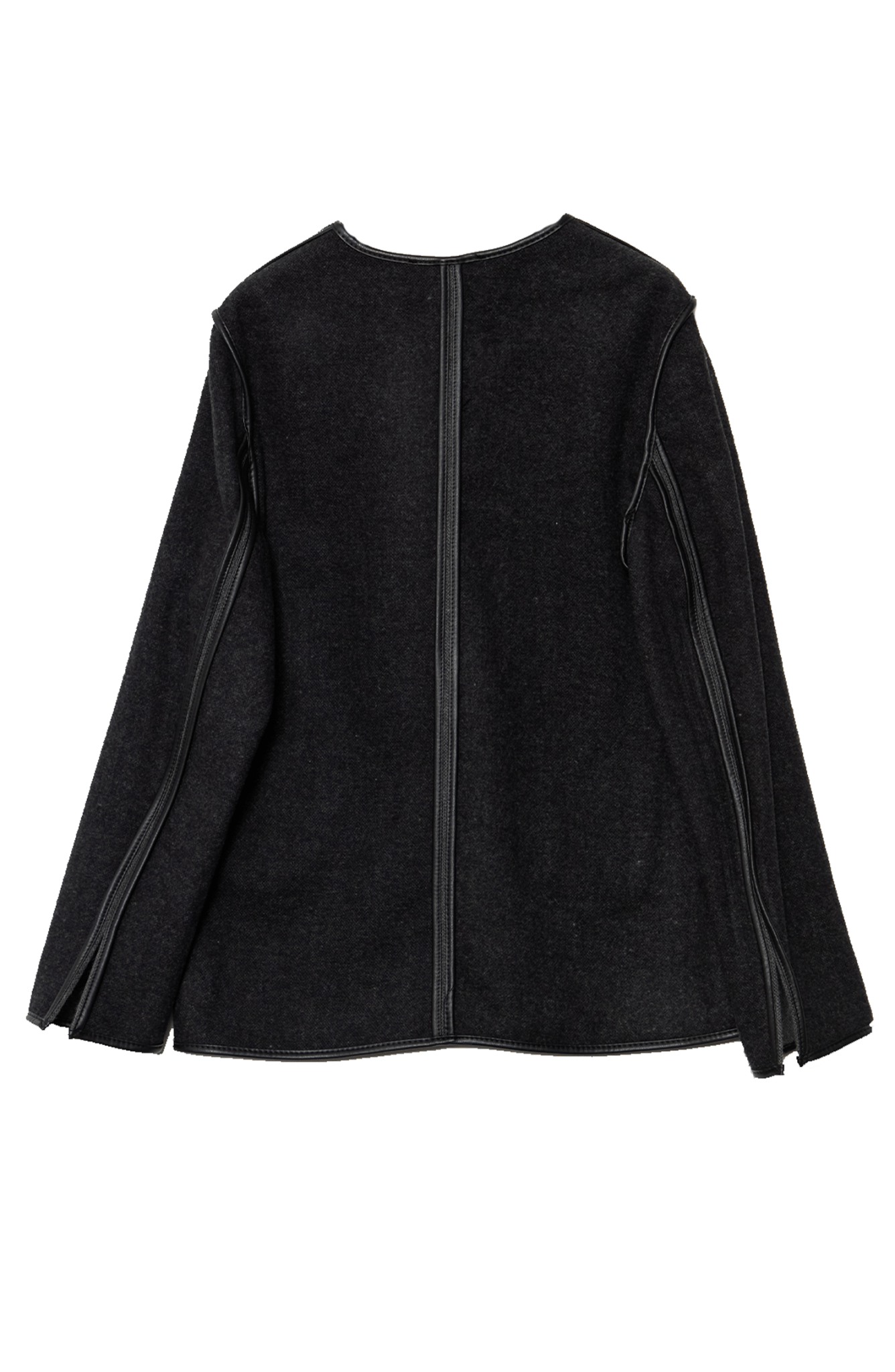 Deri Biyeli Siyah Midi Ceket - Fatma Atasoy