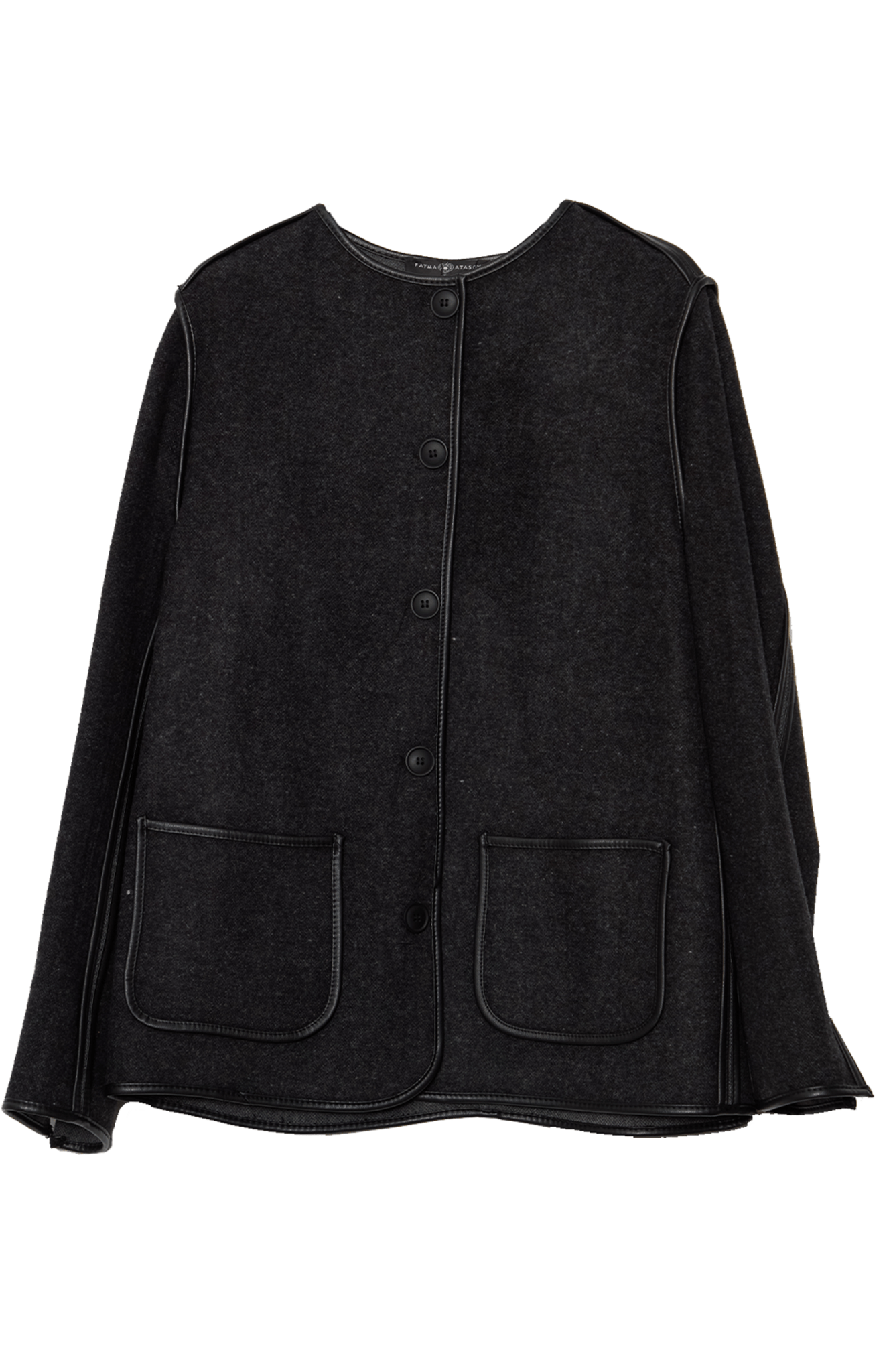 Deri Biyeli Siyah Midi Ceket - Fatma Atasoy