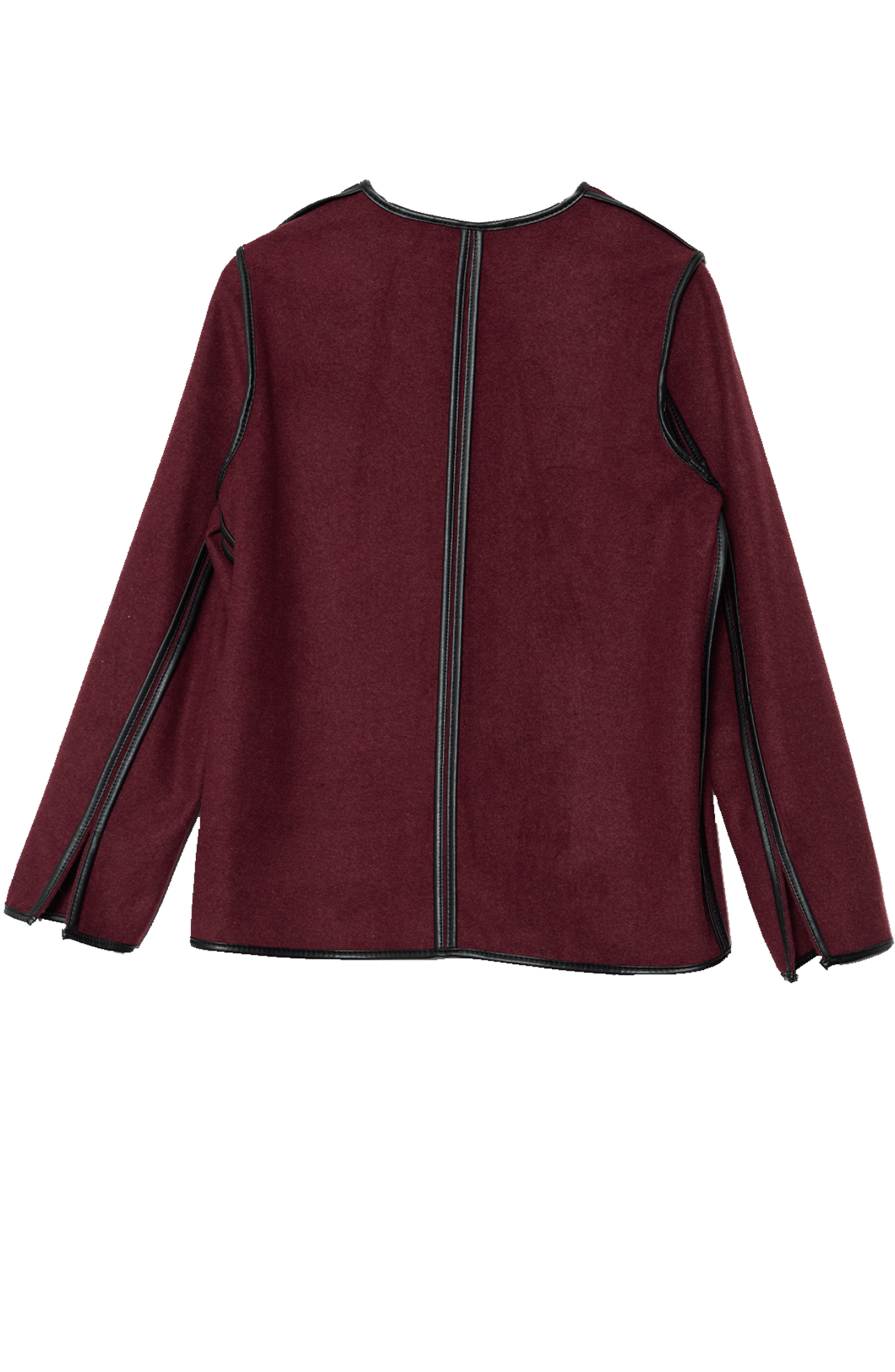 Deri Biyeli Vişne Midi Ceket - Fatma Atasoy